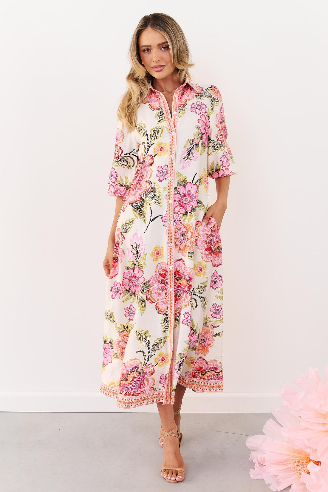 Lea Maxi Dress - Pink Floral