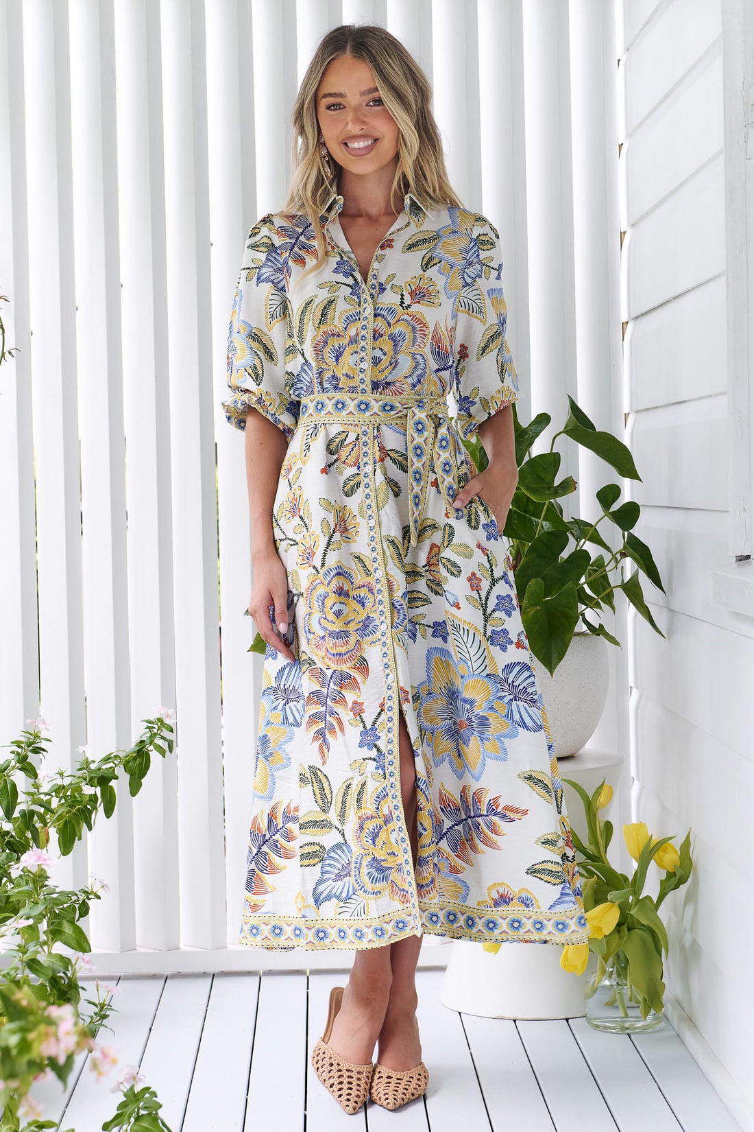 Lea Maxi Dress - White Floral