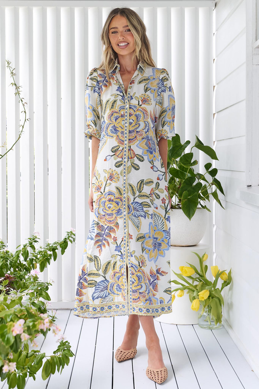 Lea Maxi Dress - White Floral