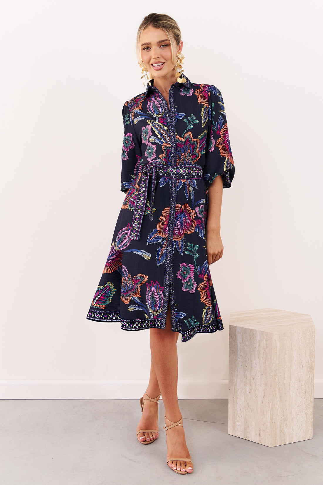Lea Dress - Navy Floral