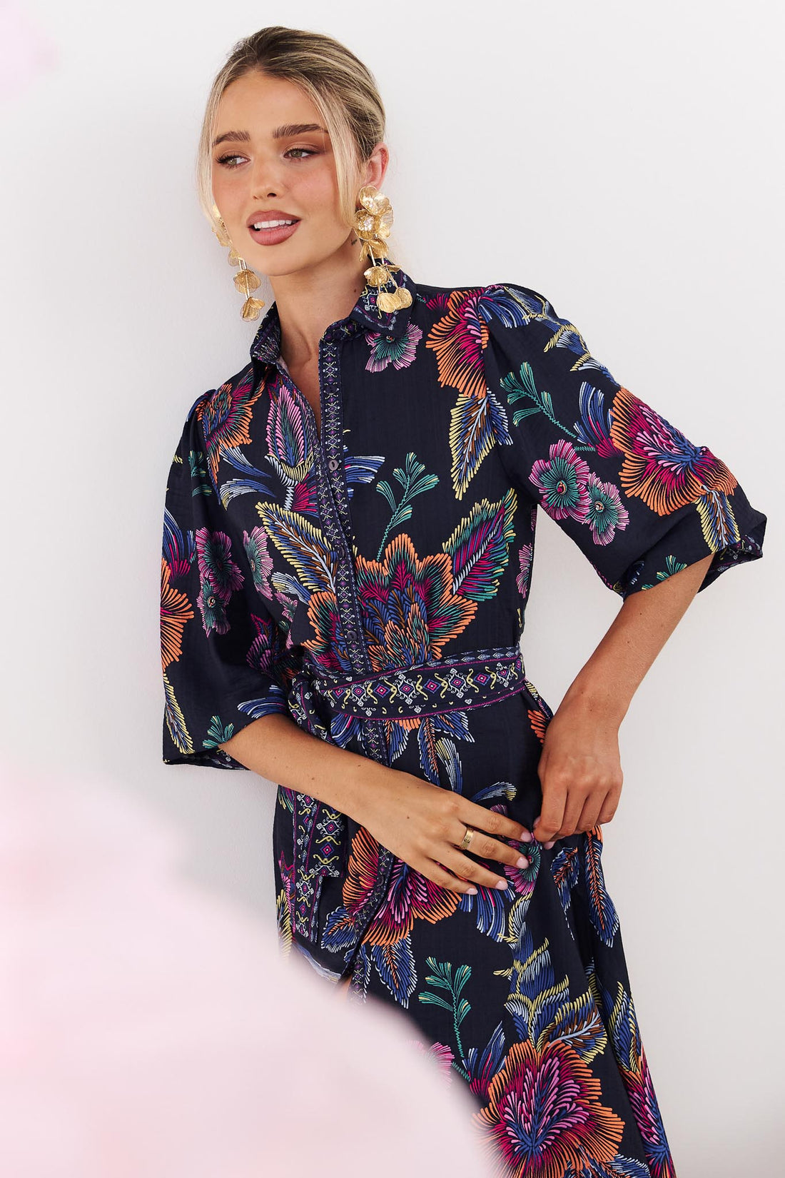 Lea Dress - Navy Floral