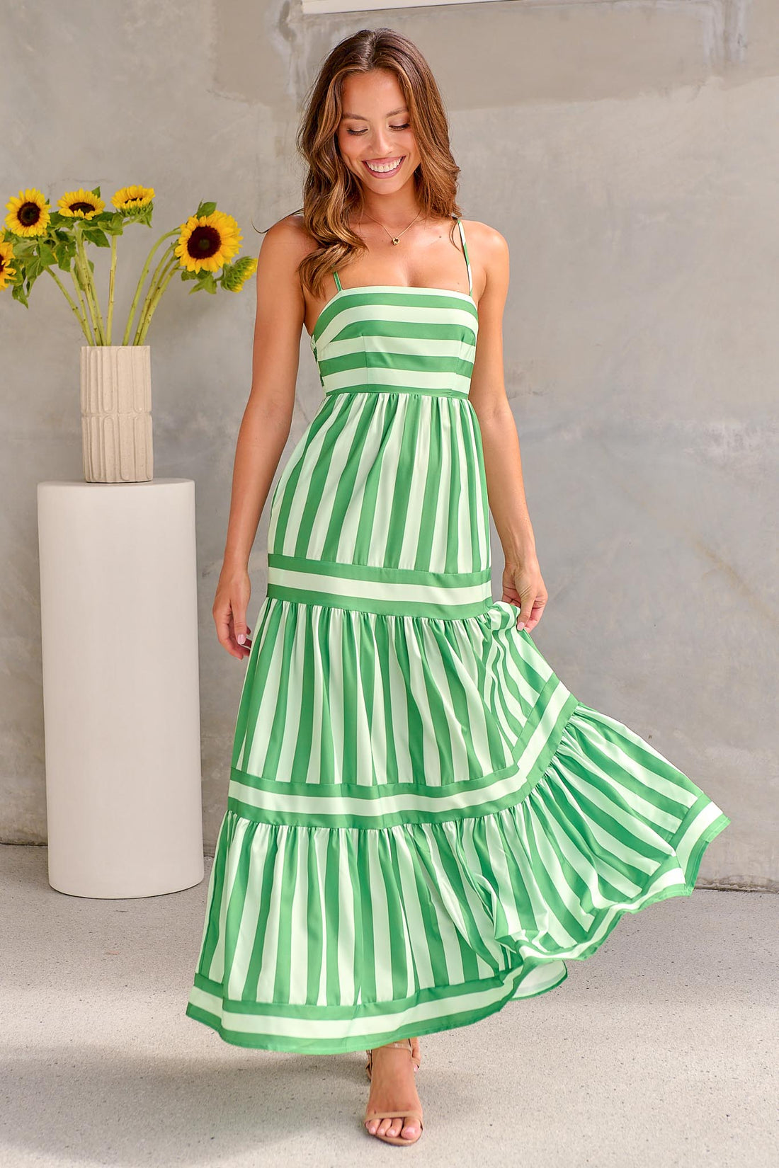 Lilla Maxi Dress - Green Stripe