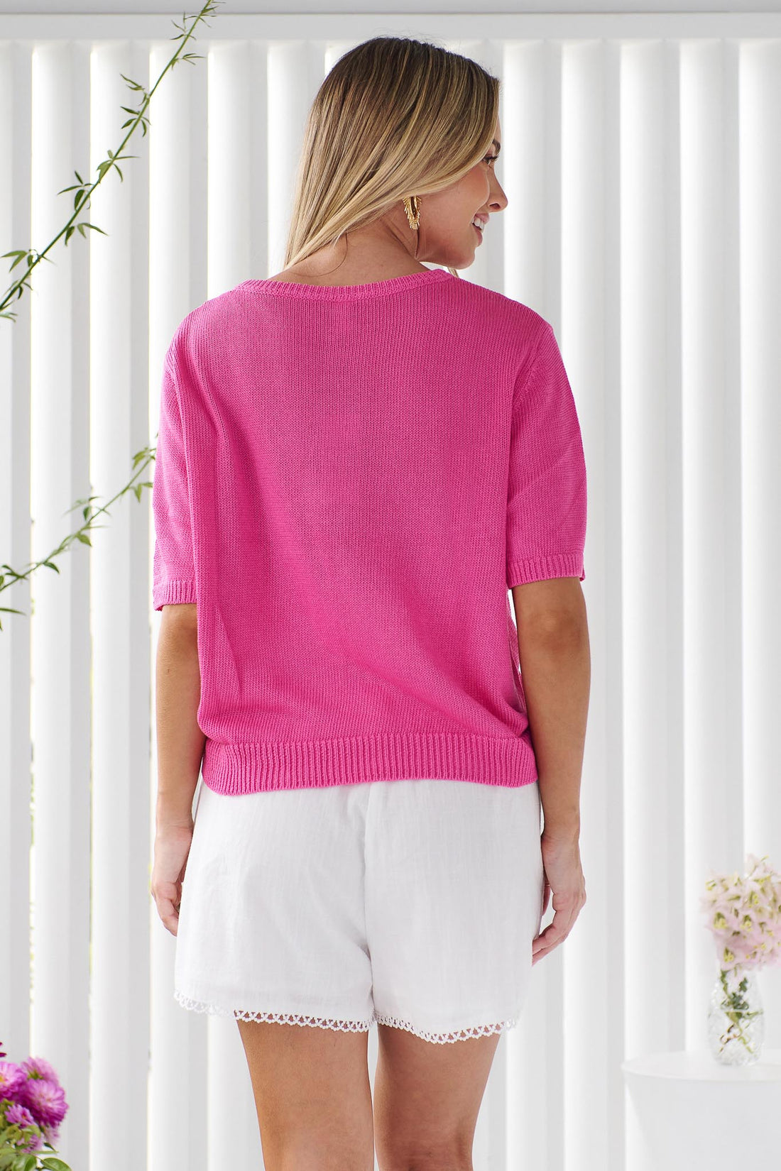 Lorelai Knit Short Sleeve Top - Pink