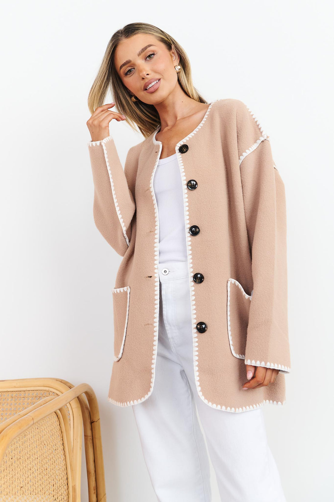 Lottie Wool Blend Jacket - Caramel