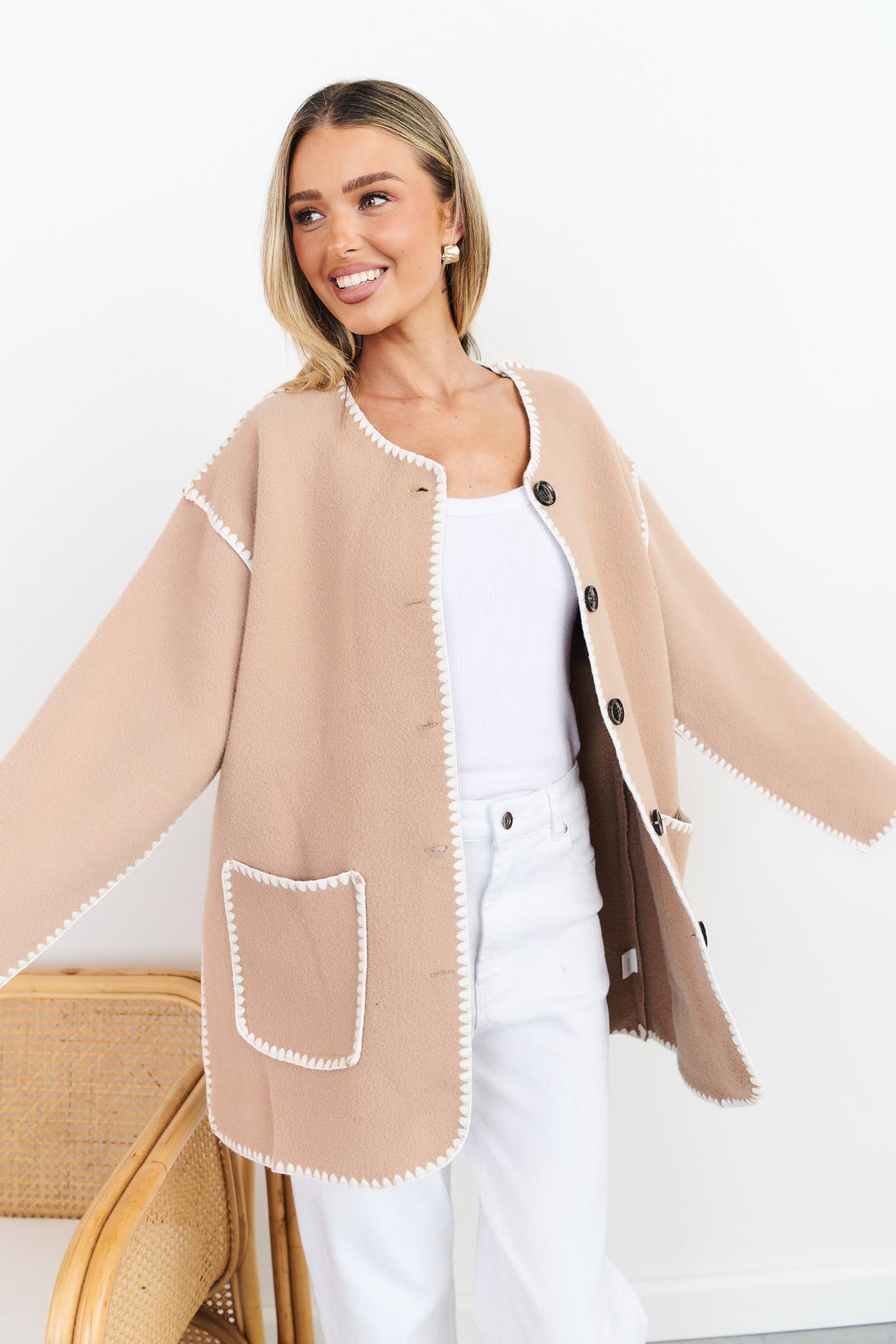 Lottie Wool Blend Jacket - Caramel