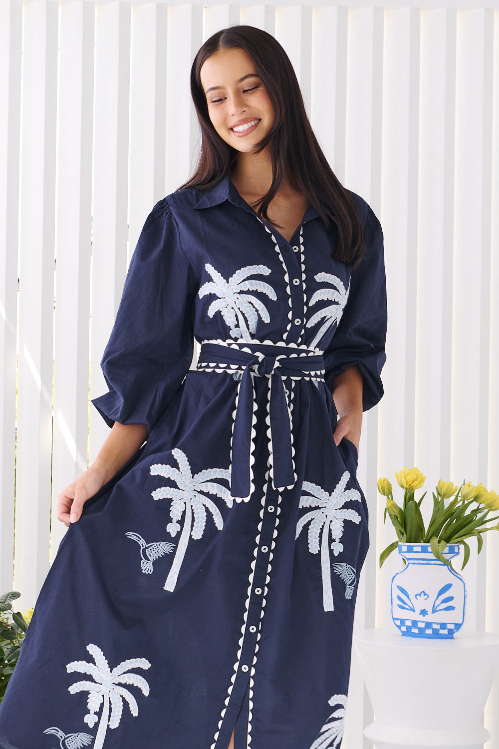 Palm Cove Dress - Navy