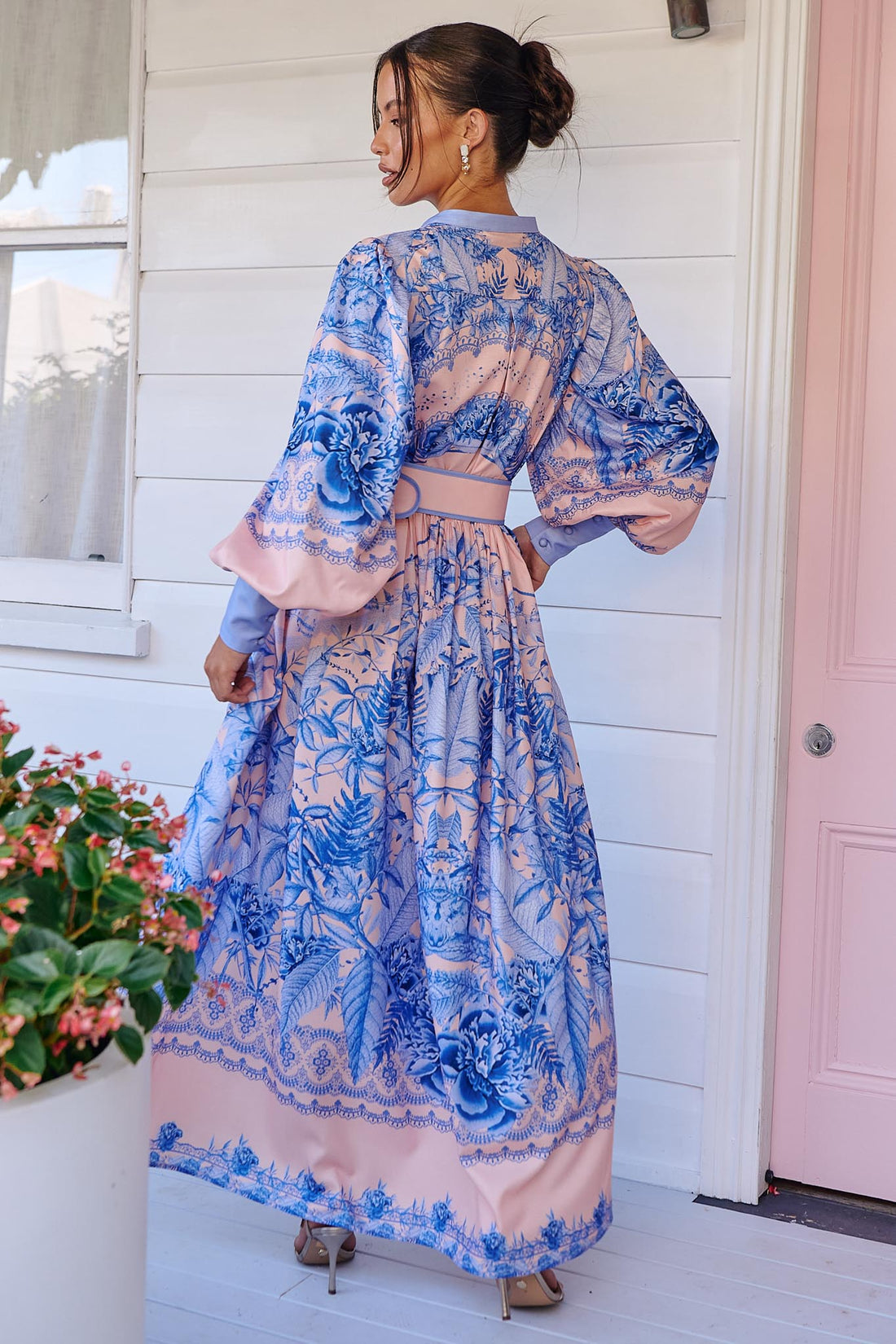 Madeline Flower Maxi  Dress - Blue Floral
