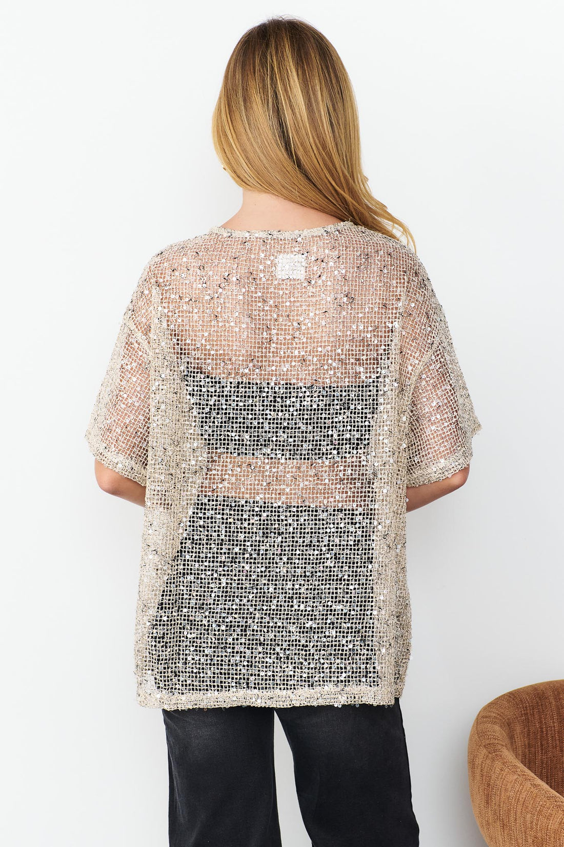 Main Character Sequin Top - Cream