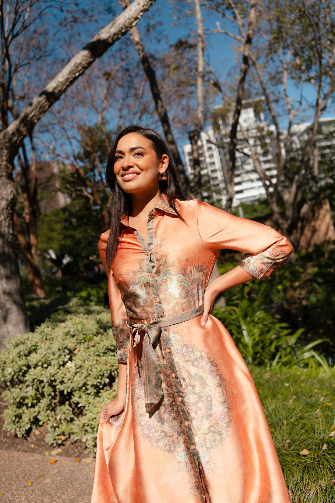 Maisy Midi Dress - Orange - FINAL SALE