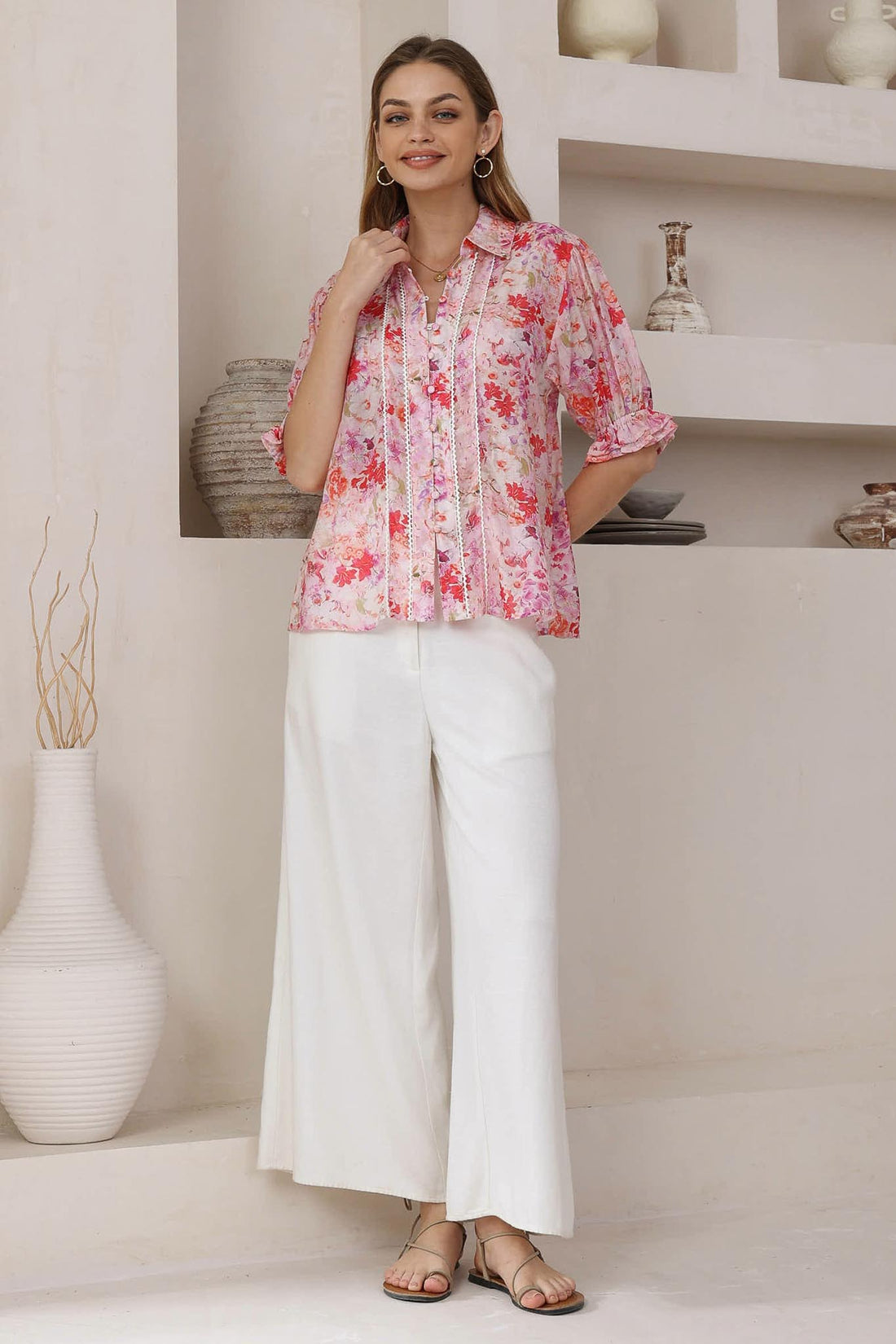 Mara Floral Shirt - Pink