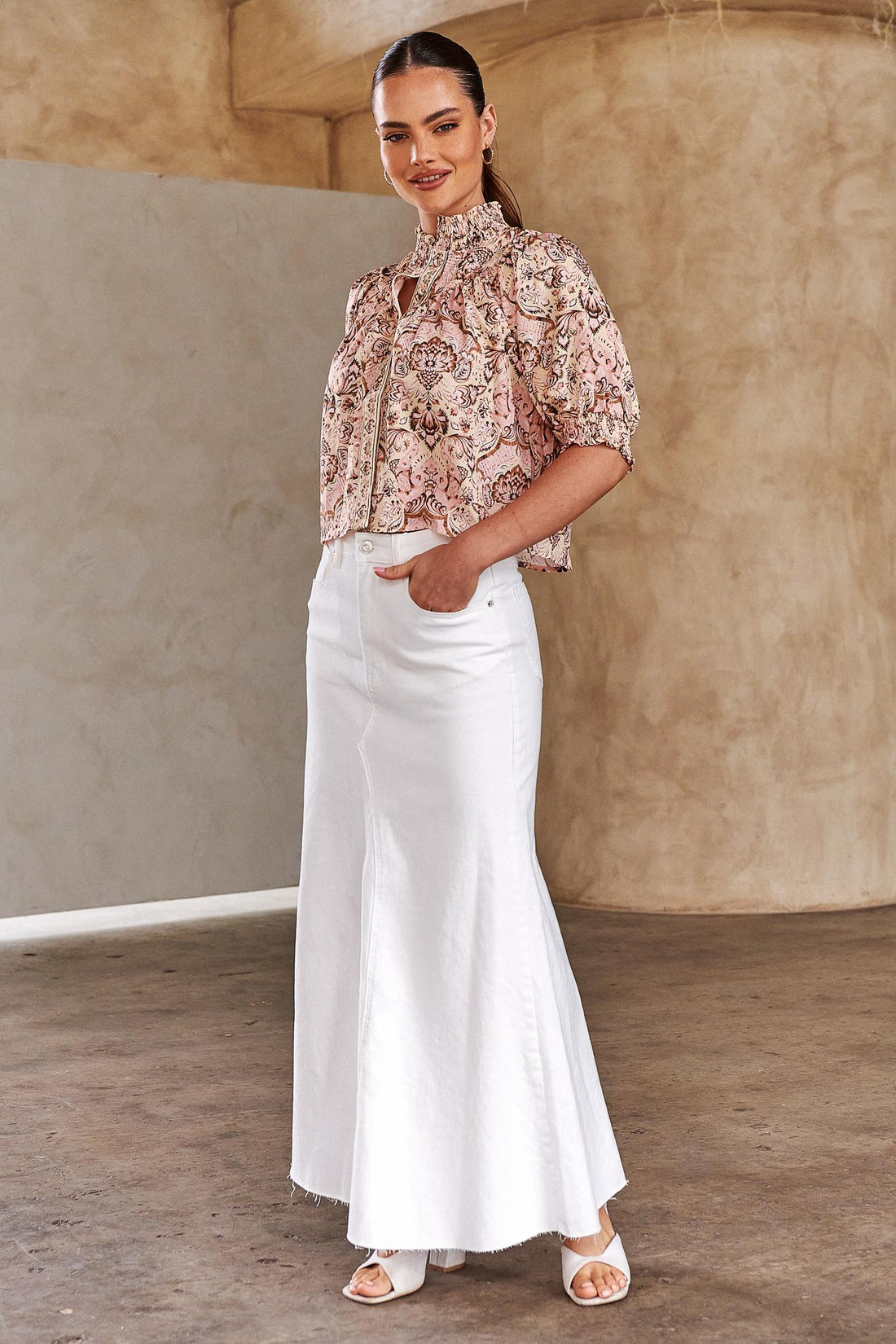 Marlie Denim Skirt - White - SALE