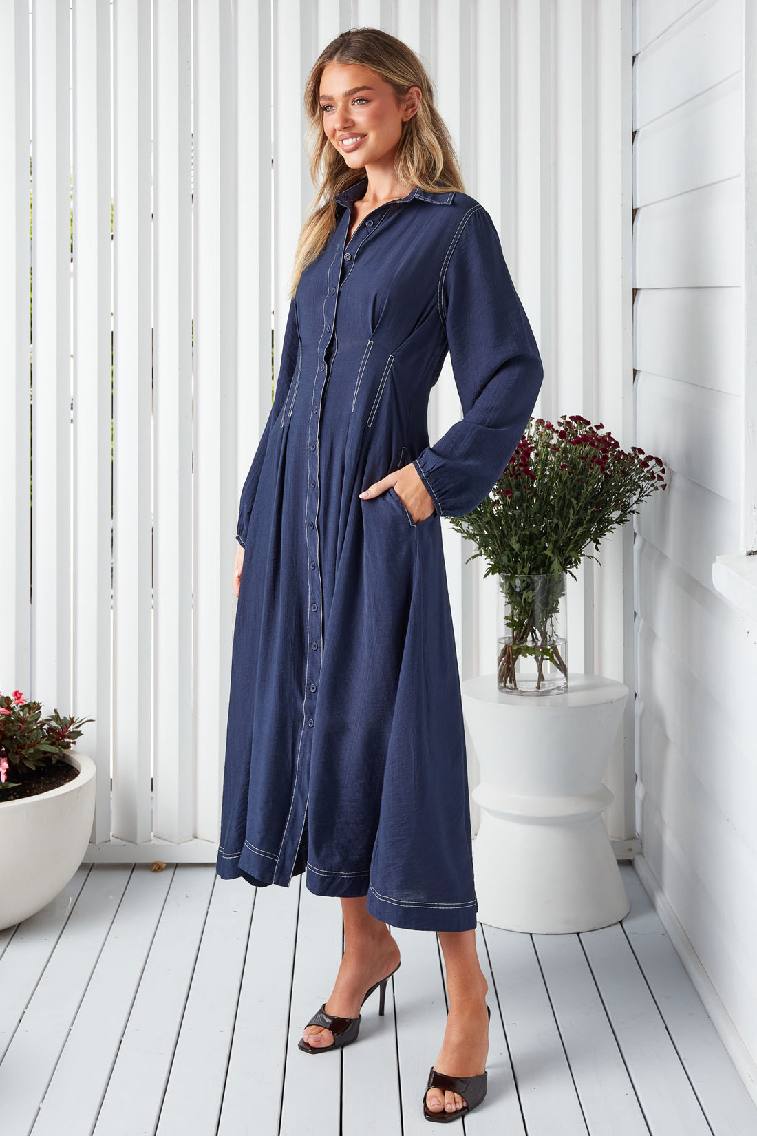 Matilda Midi Dress - Navy