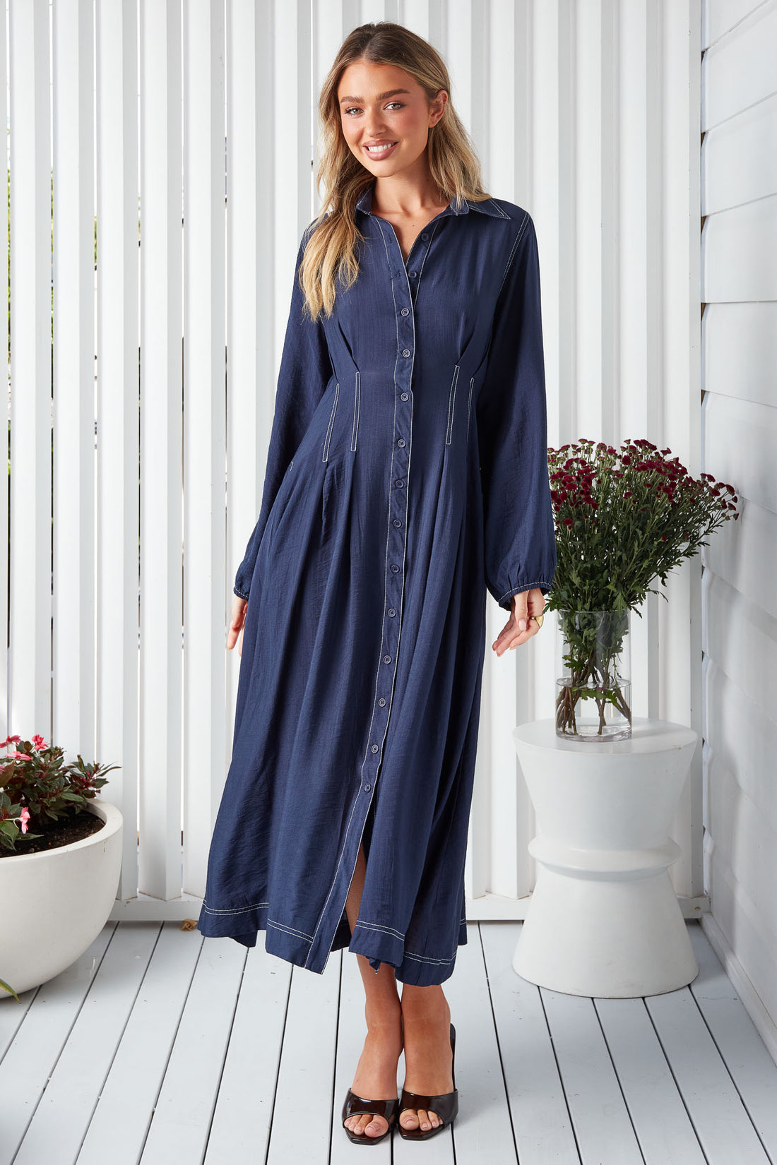Matilda Midi Dress - Navy