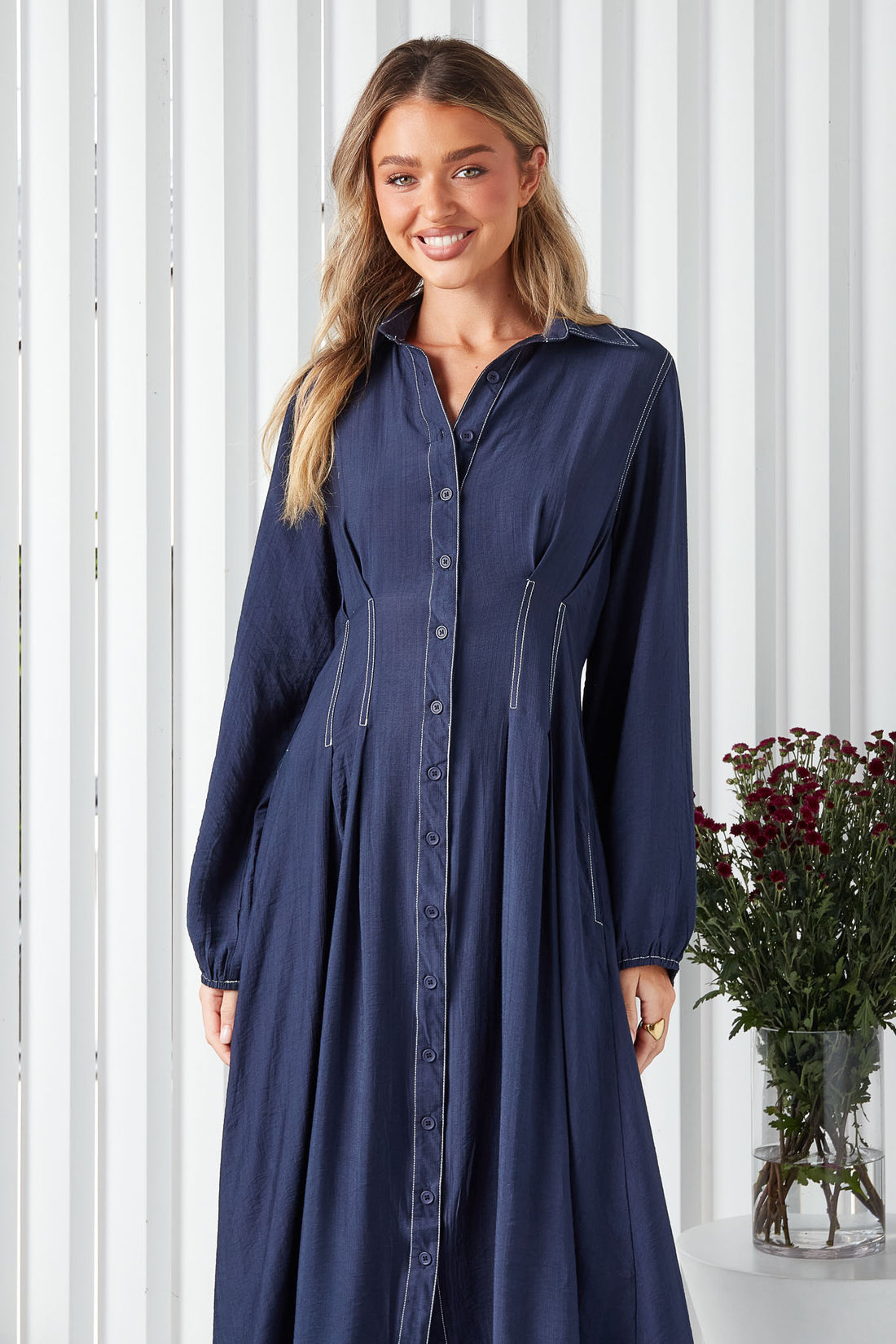 Matilda Midi Dress - Navy