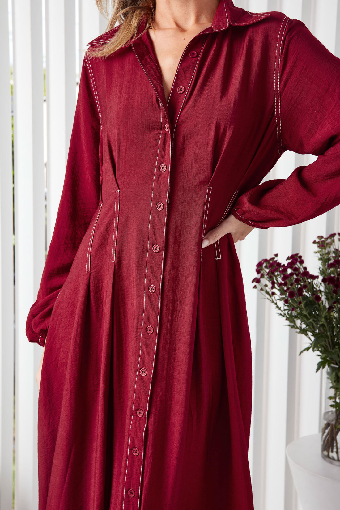 Matilda Midi Dress - Wine