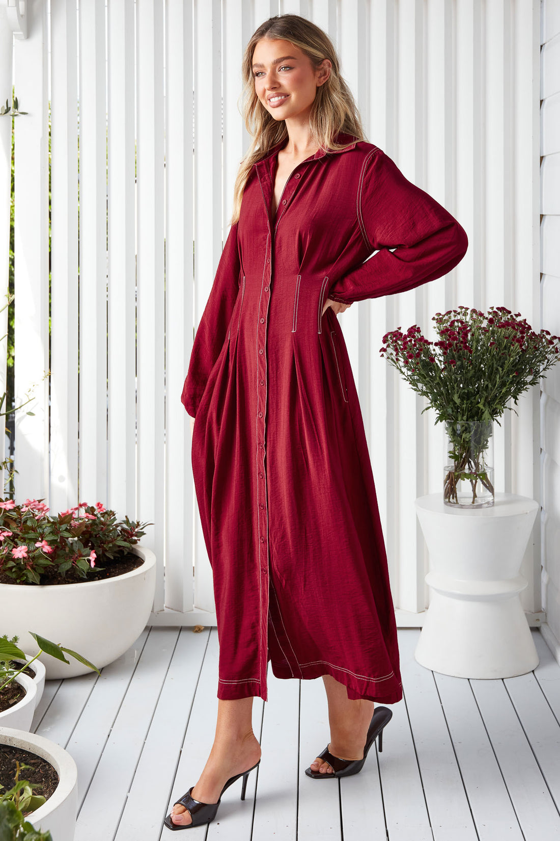 Matilda Midi Dress - Wine