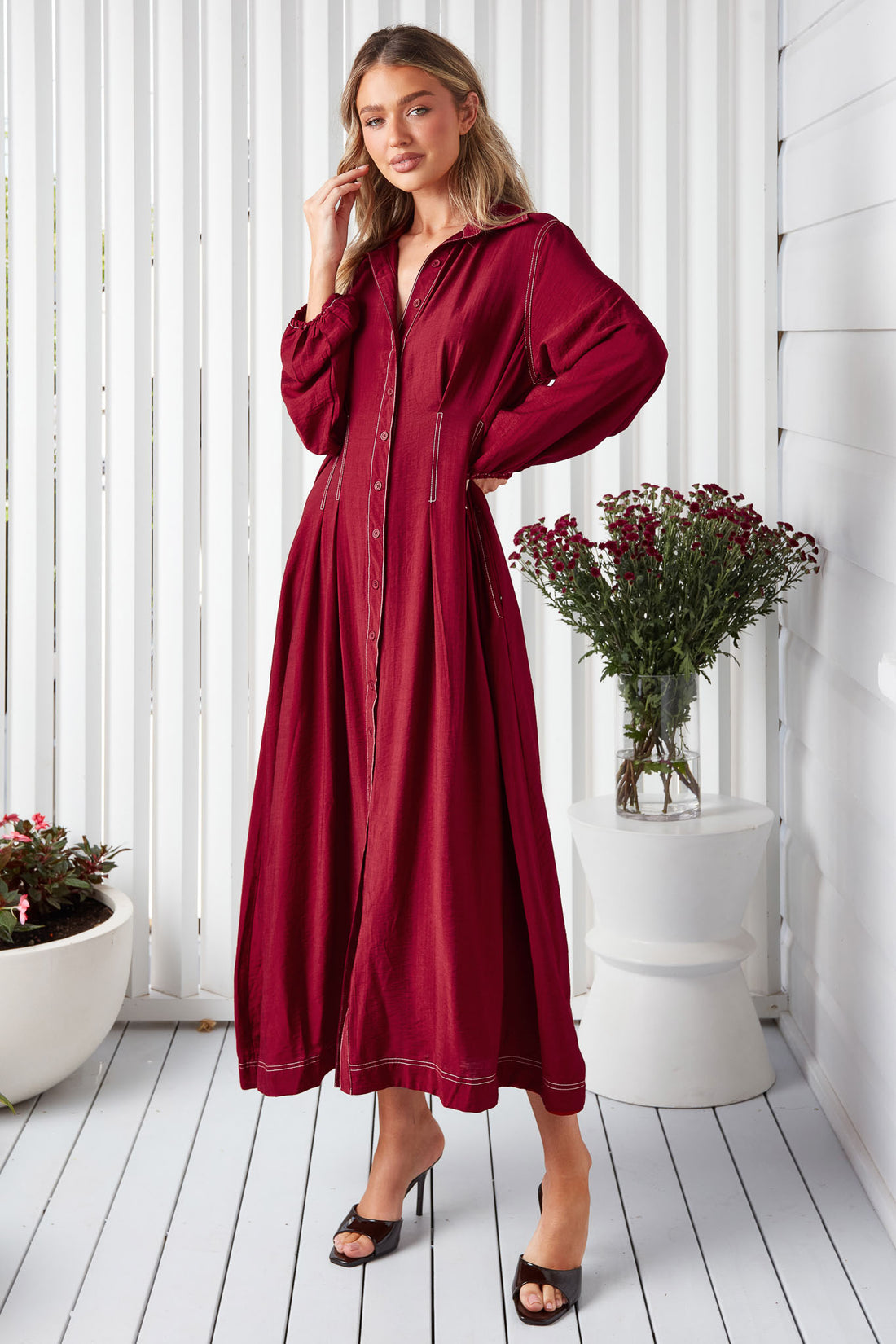 Matilda Midi Dress - Wine