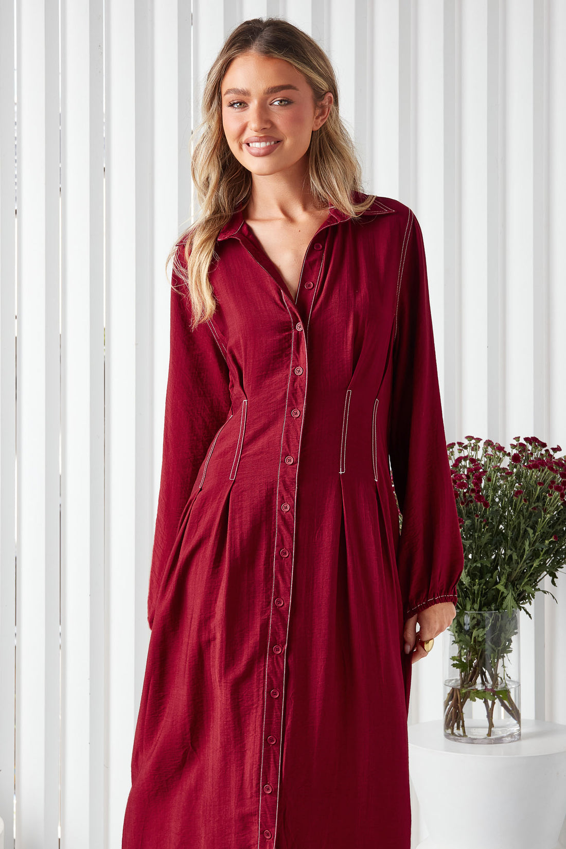 Matilda Midi Dress - Wine