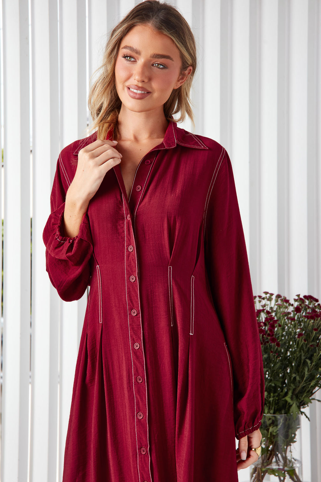 Matilda Midi Dress - Wine
