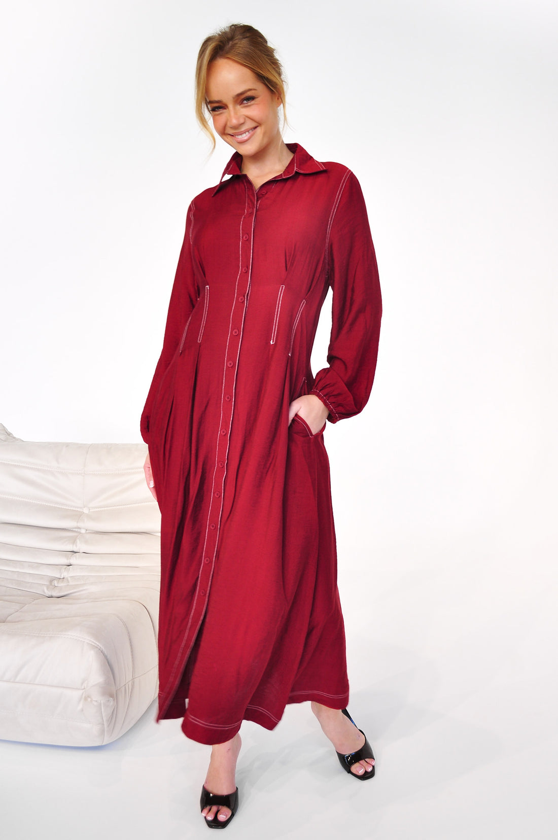 Matilda Midi Dress - Wine