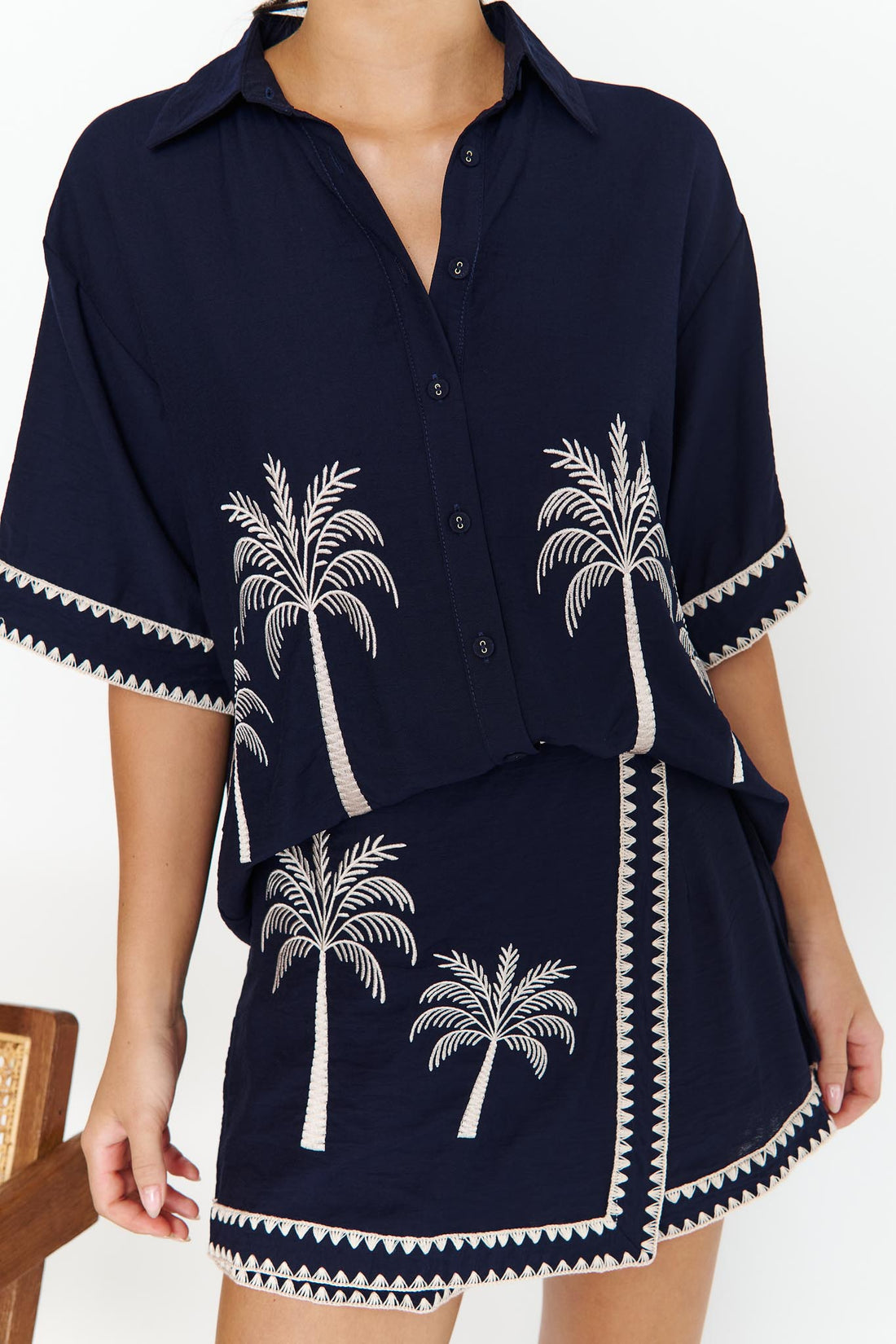 Maui Palm Shirt - Navy