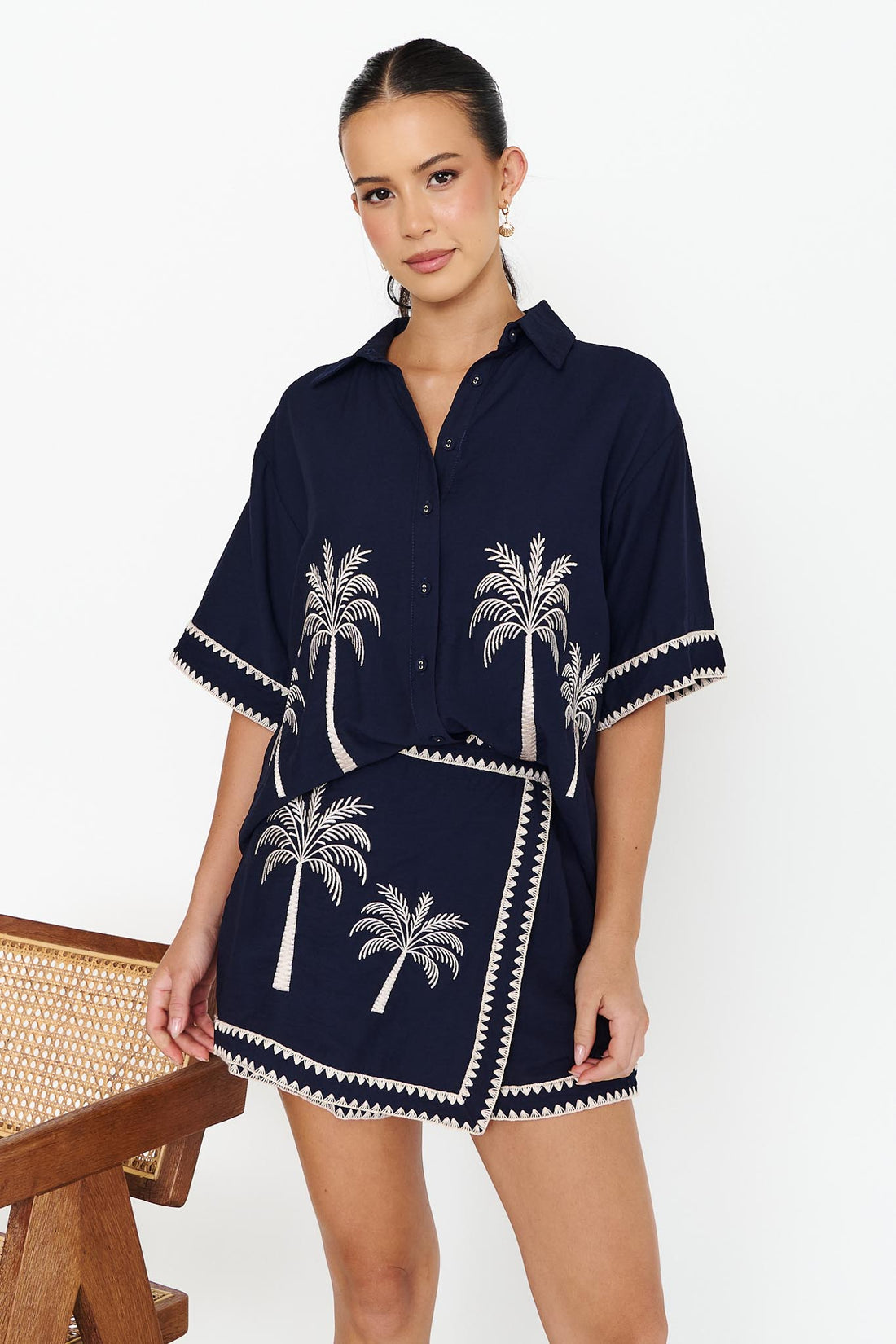 Maui Palm Shirt - Navy