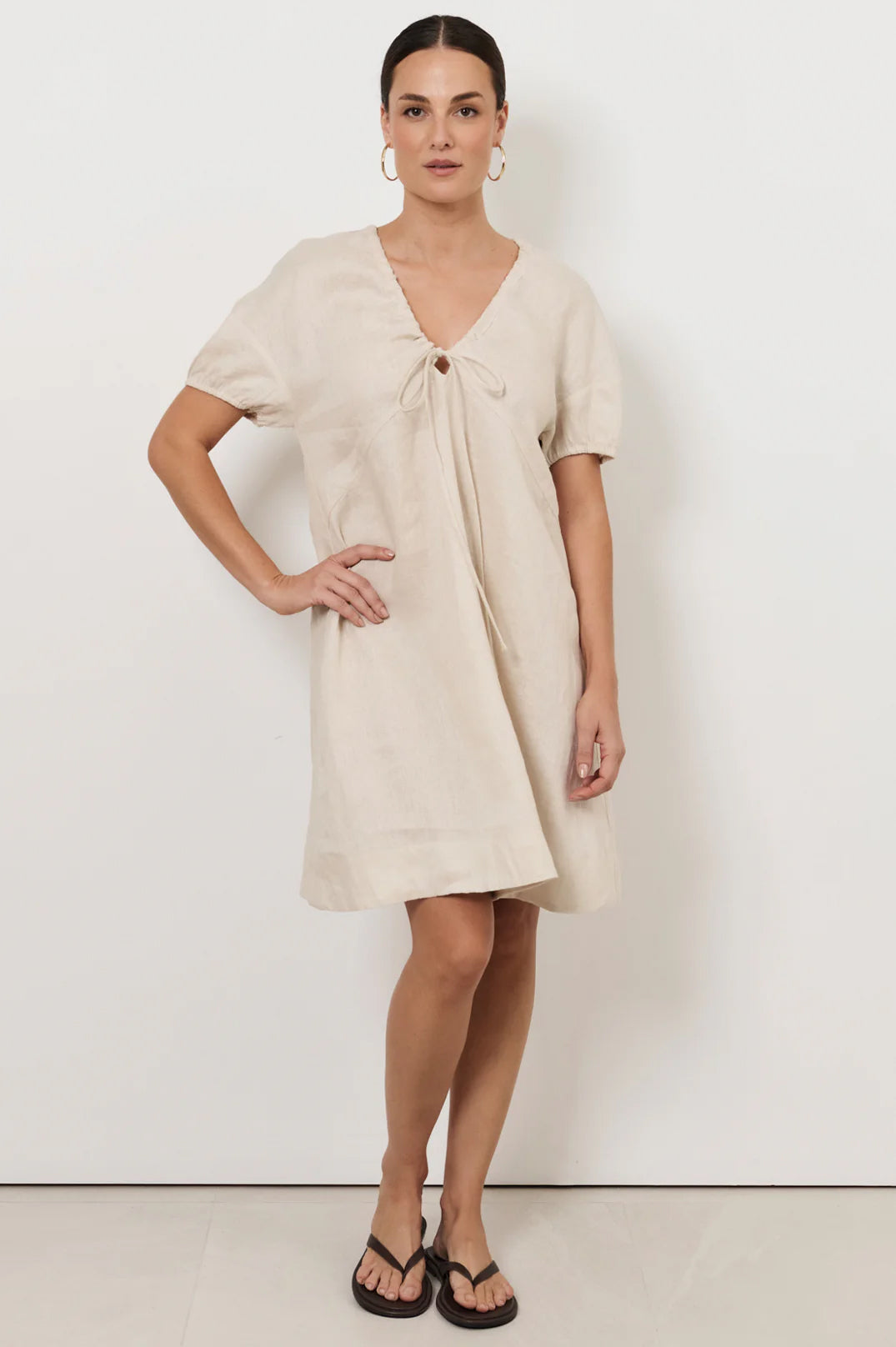 Maura Linen Dress - Stone