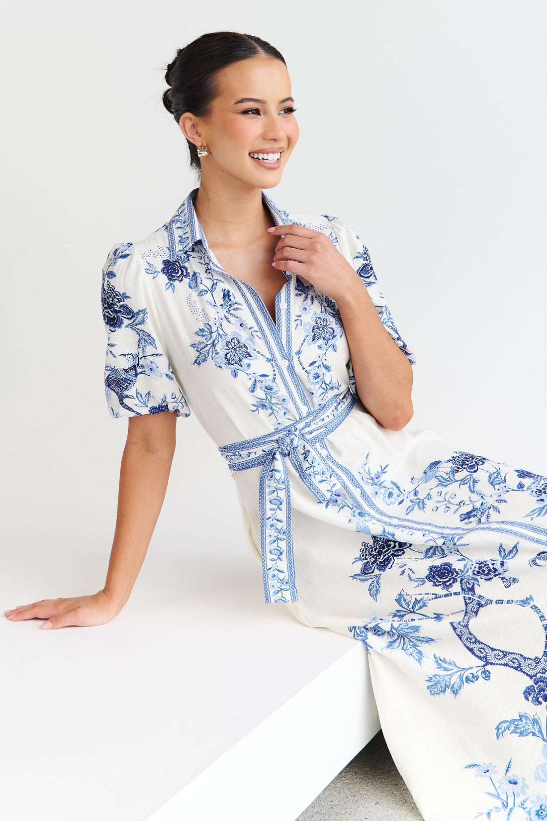 Meredith Maxi Shirt Dress - Blue