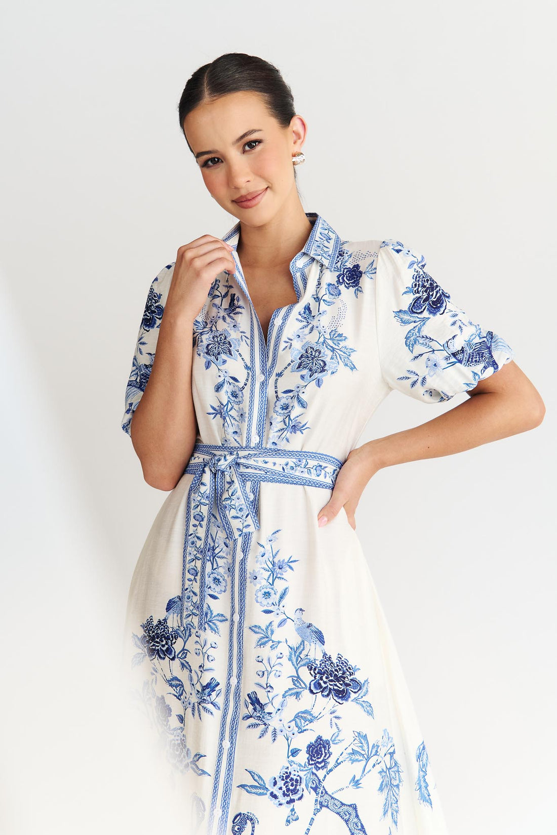 Meredith Maxi Shirt Dress - Blue