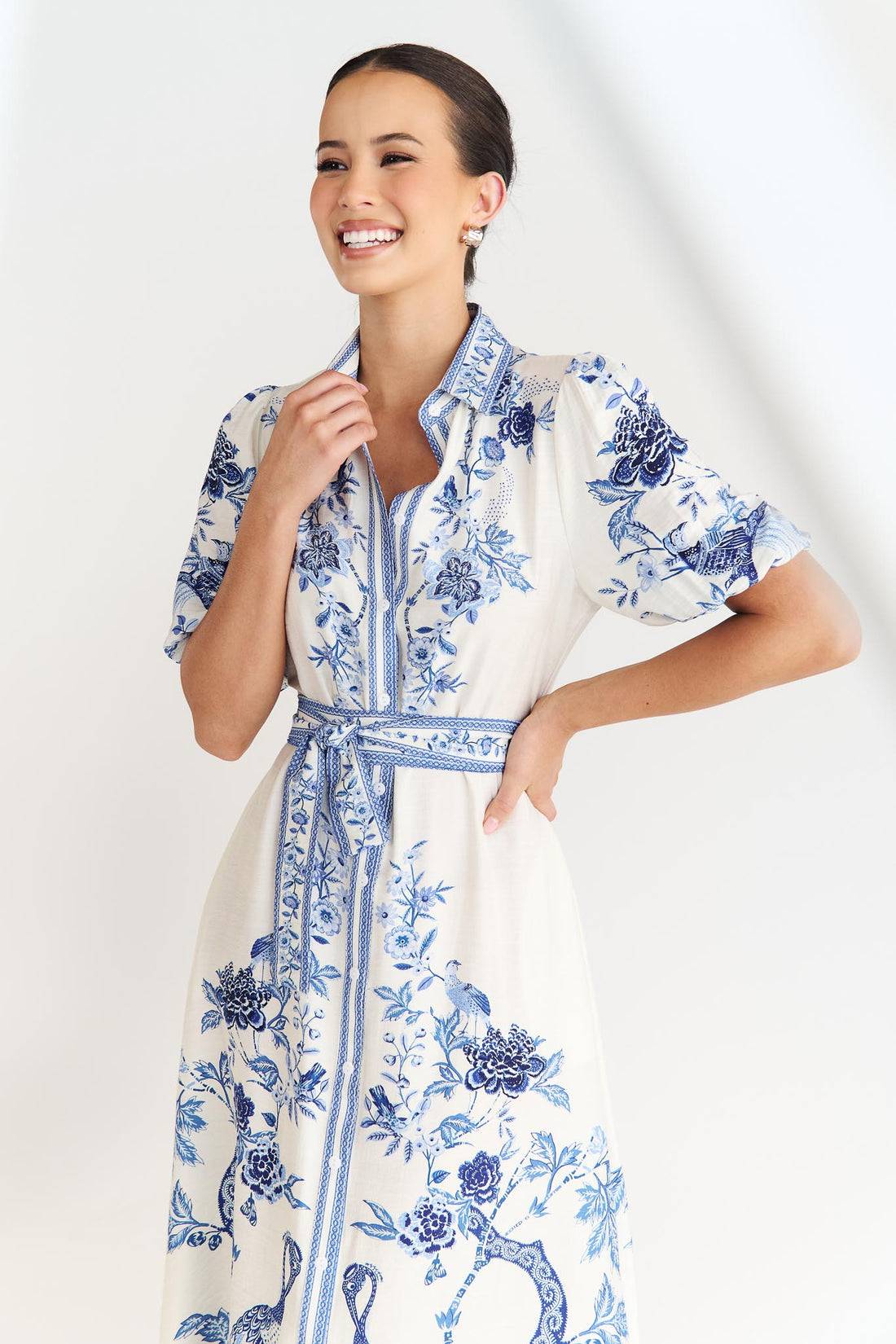 Meredith Maxi Shirt Dress - Blue