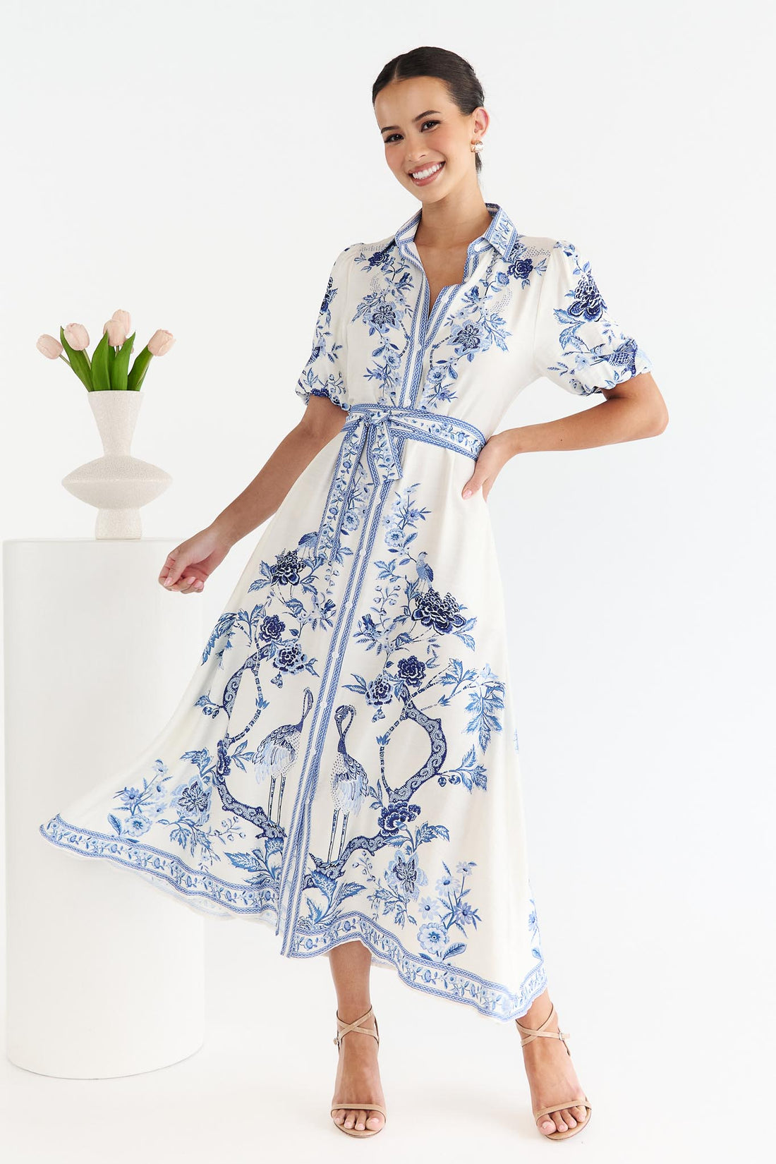 Meredith Maxi Shirt Dress - Blue