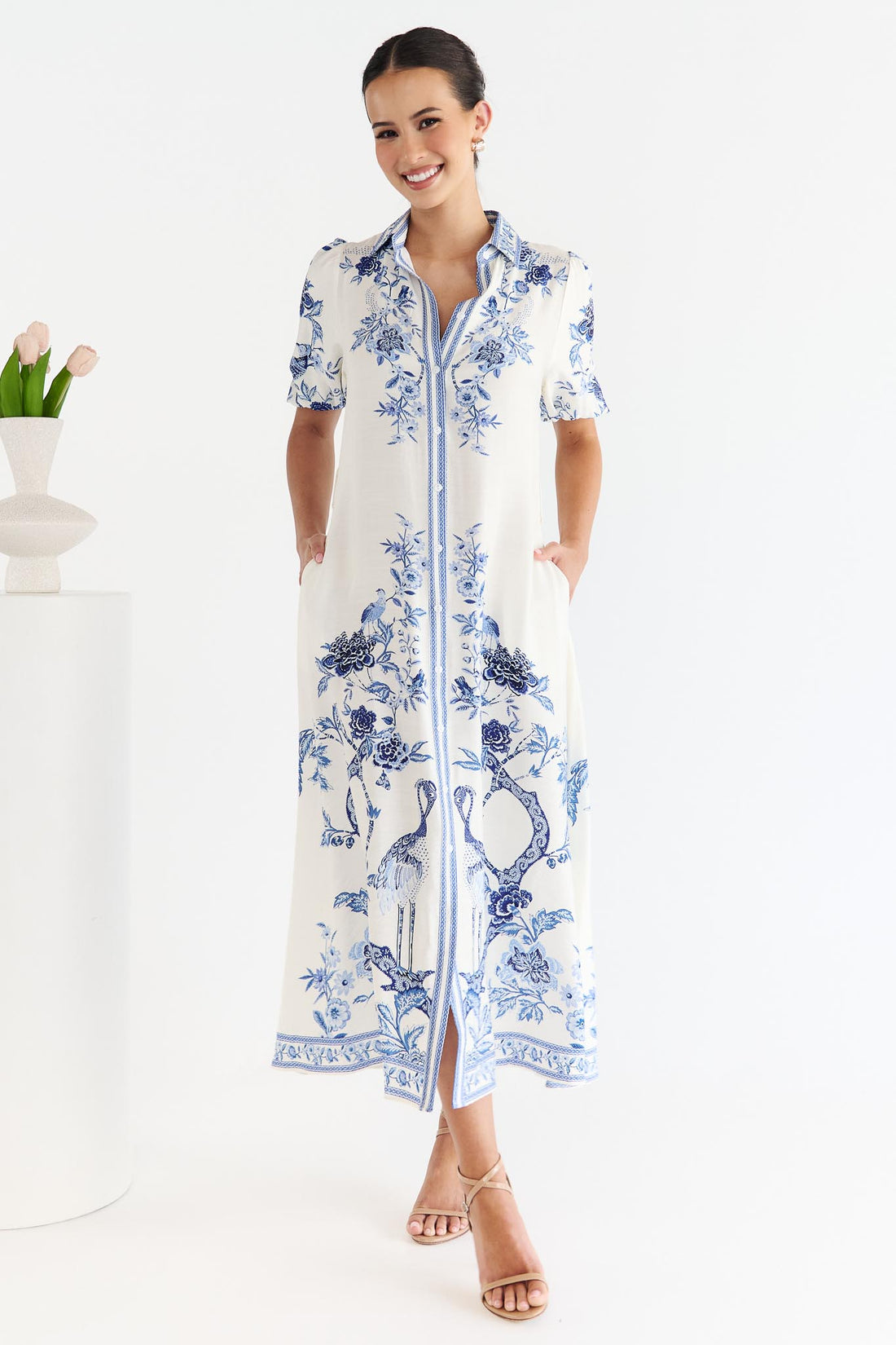Meredith Maxi Shirt Dress - Blue