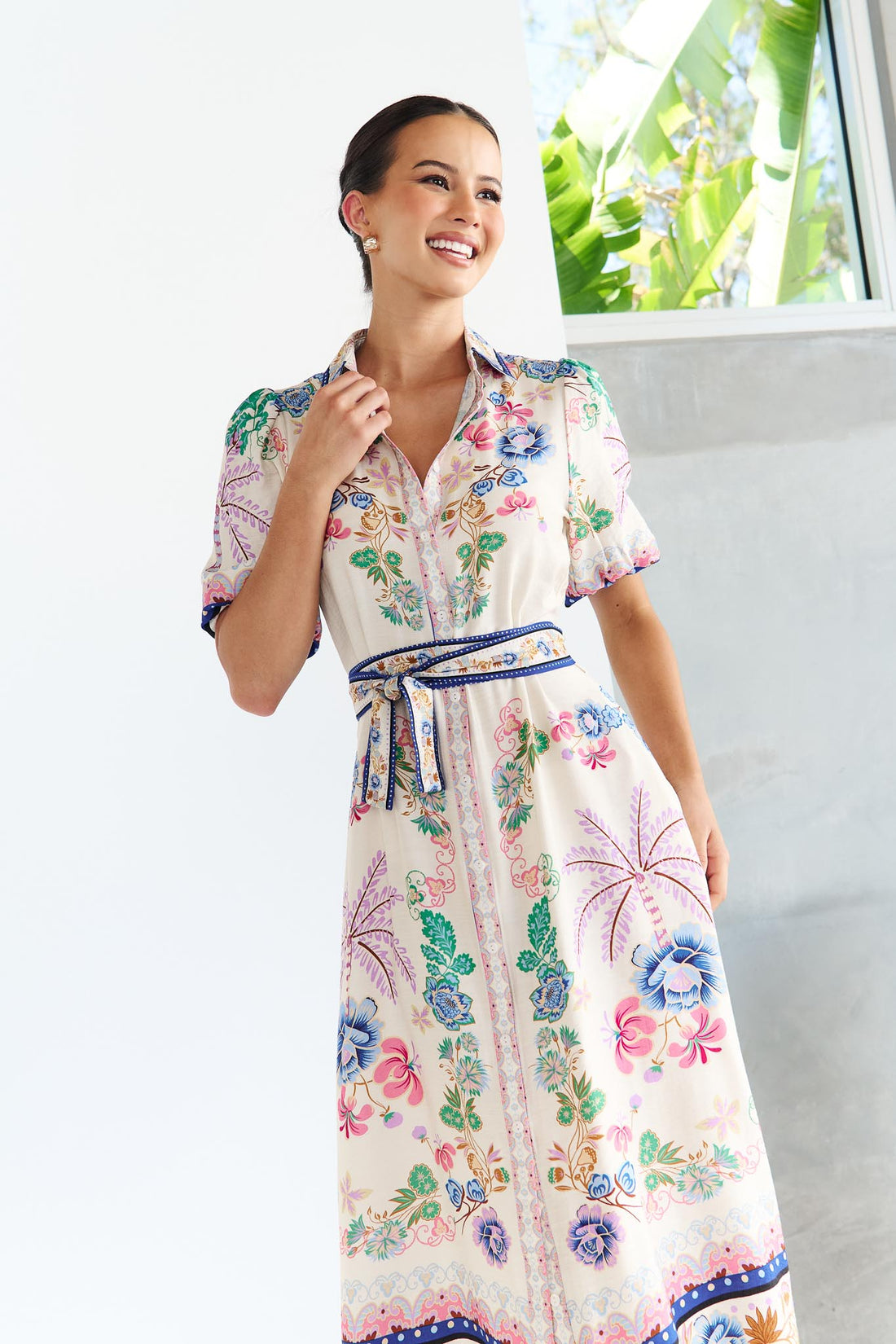 Meredith Maxi Shirt Dress - Floral