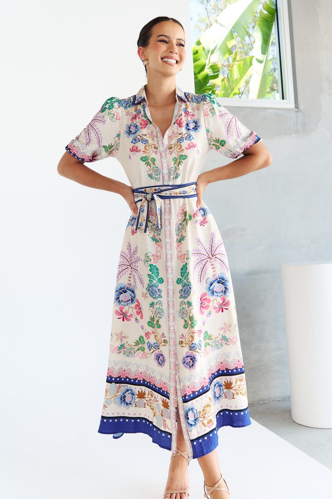 Meredith Maxi Shirt Dress - Floral