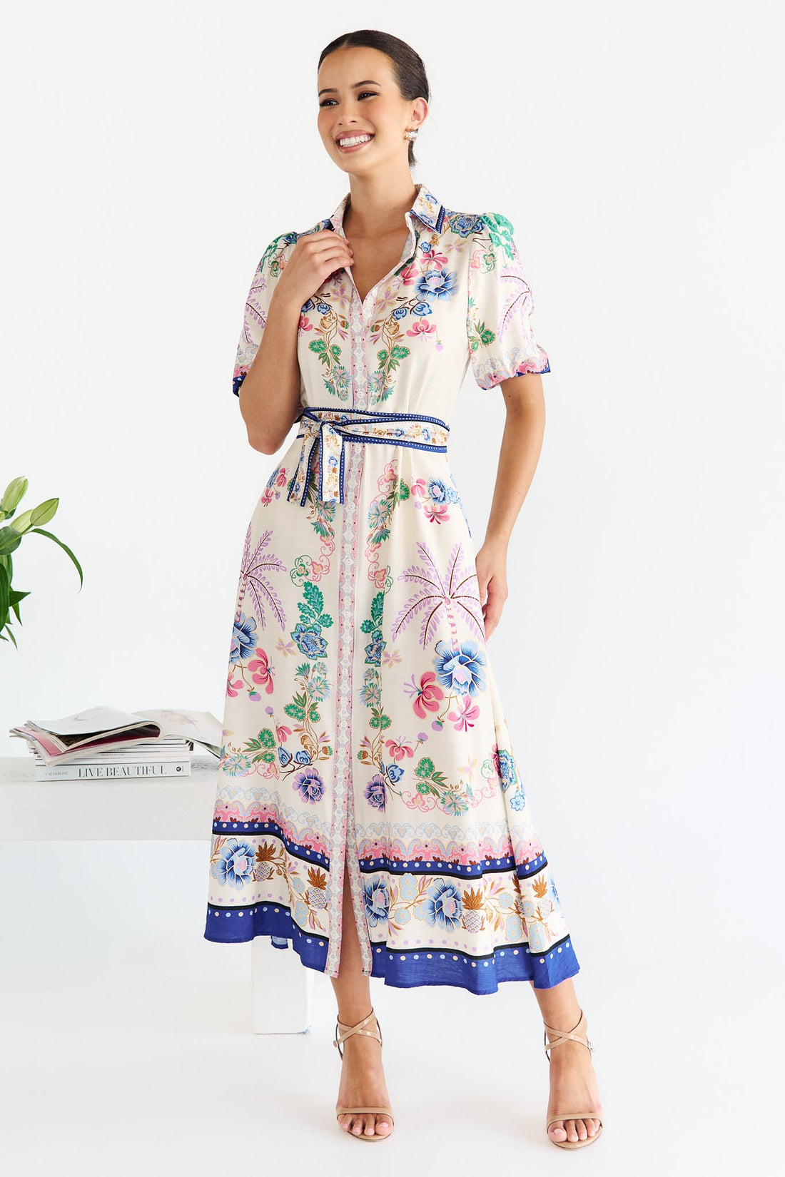 Meredith Maxi Shirt Dress - Floral