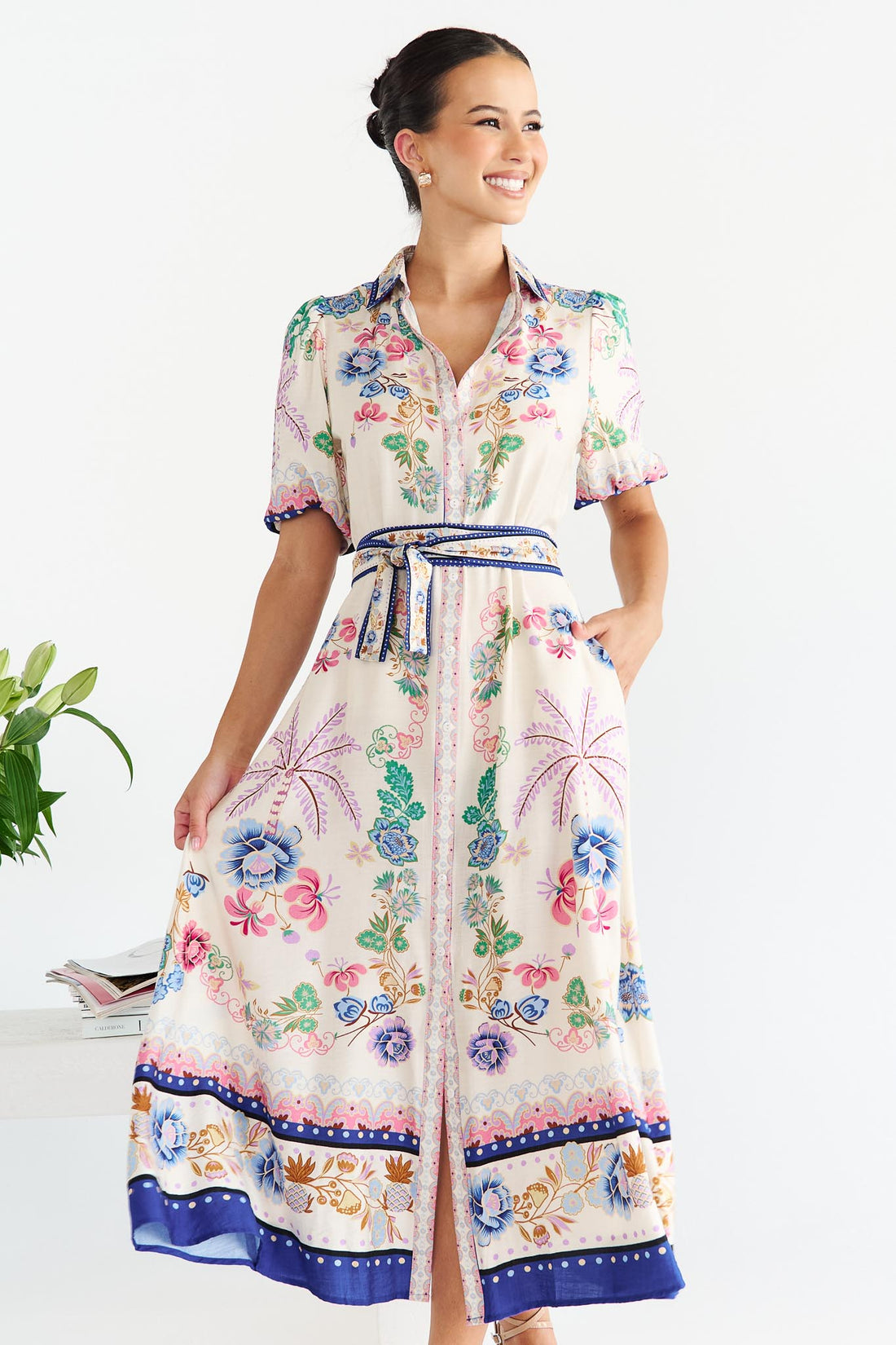 Meredith Maxi Shirt Dress - Floral