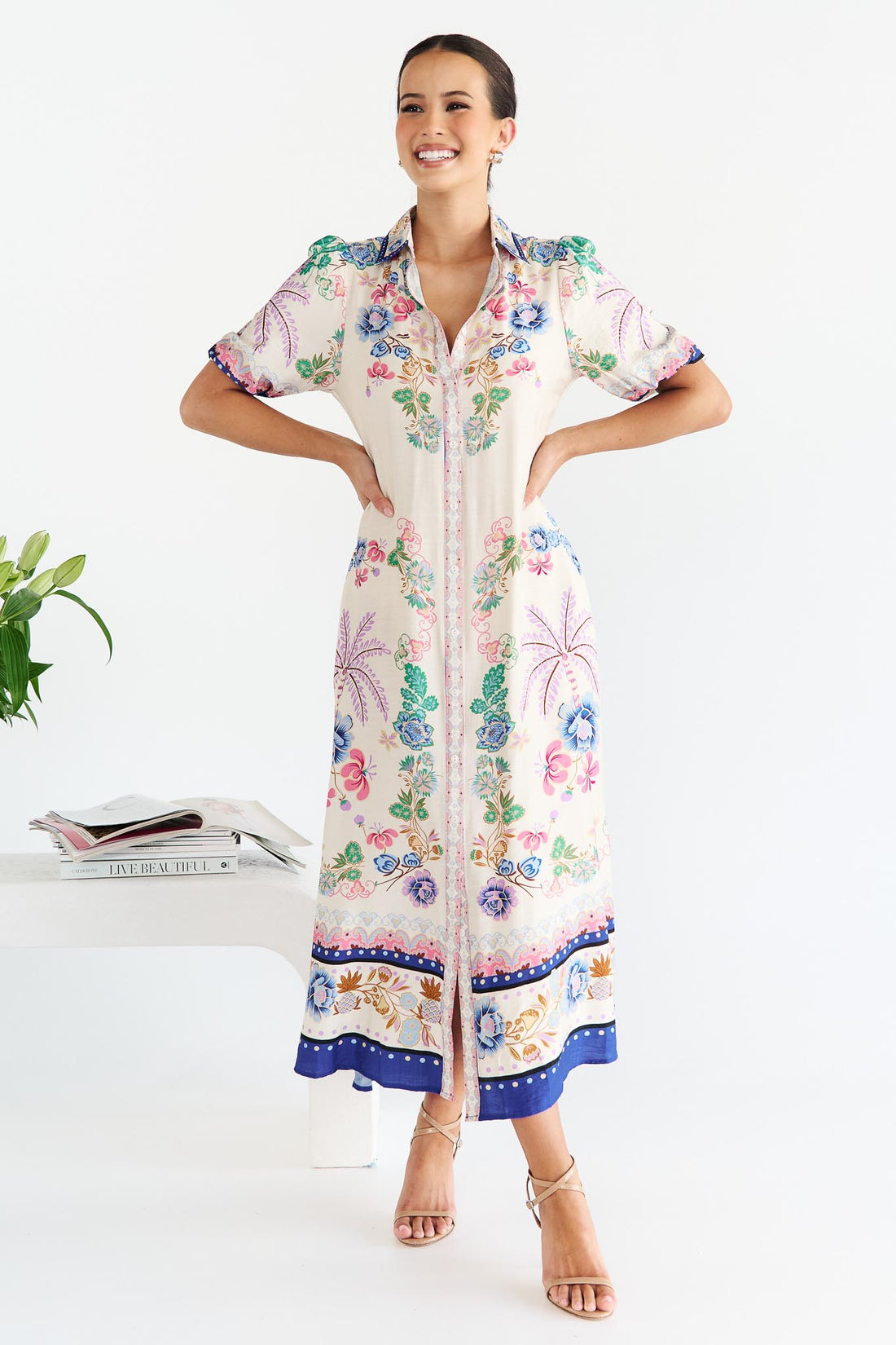 Meredith Maxi Shirt Dress - Floral