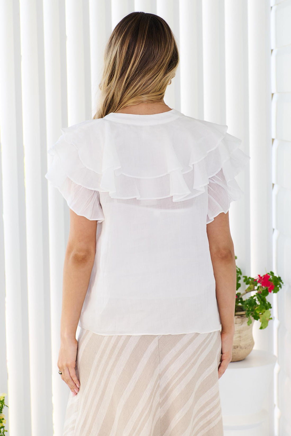 Micky Frill Top - White