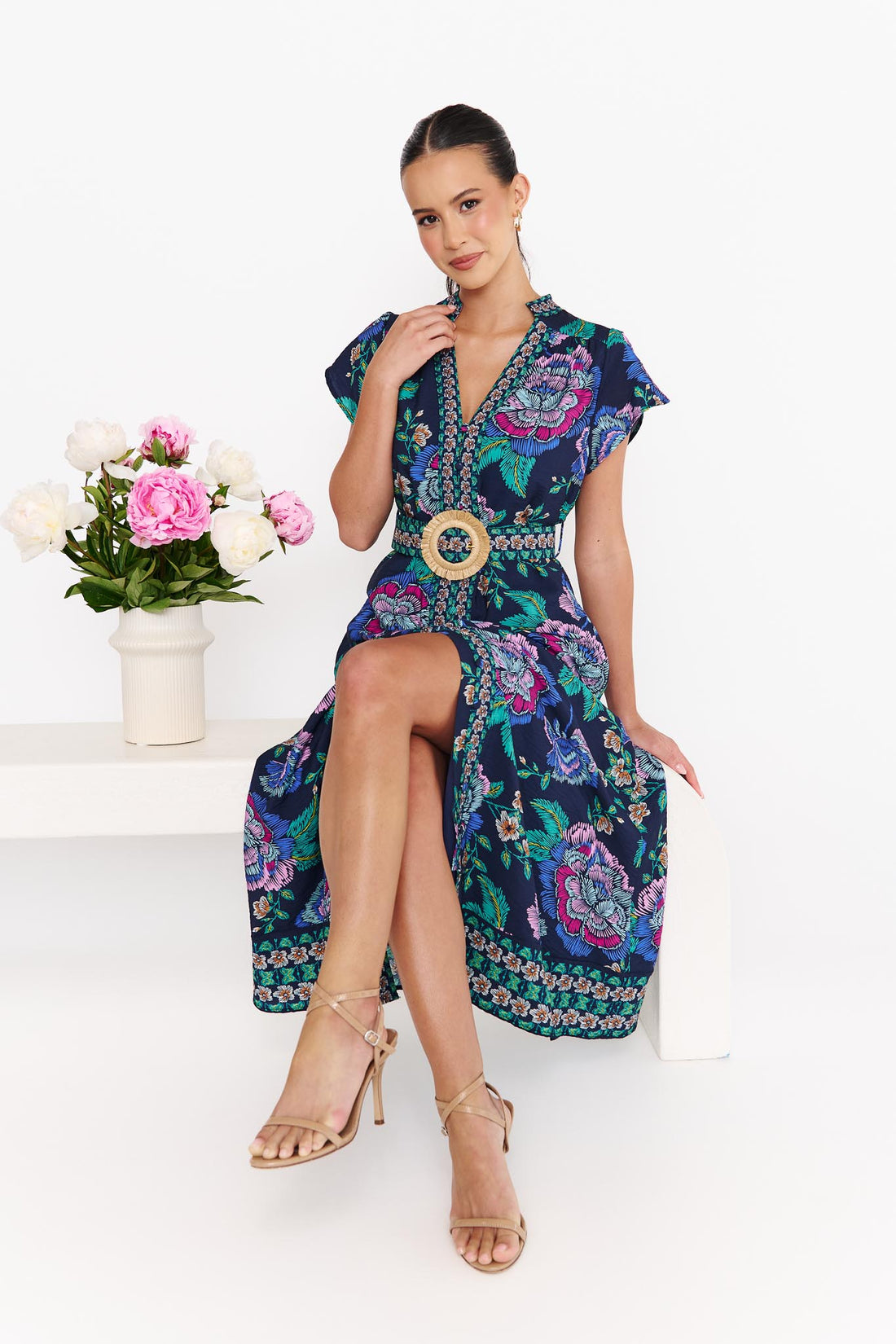 Monet Midi Dress - Navy