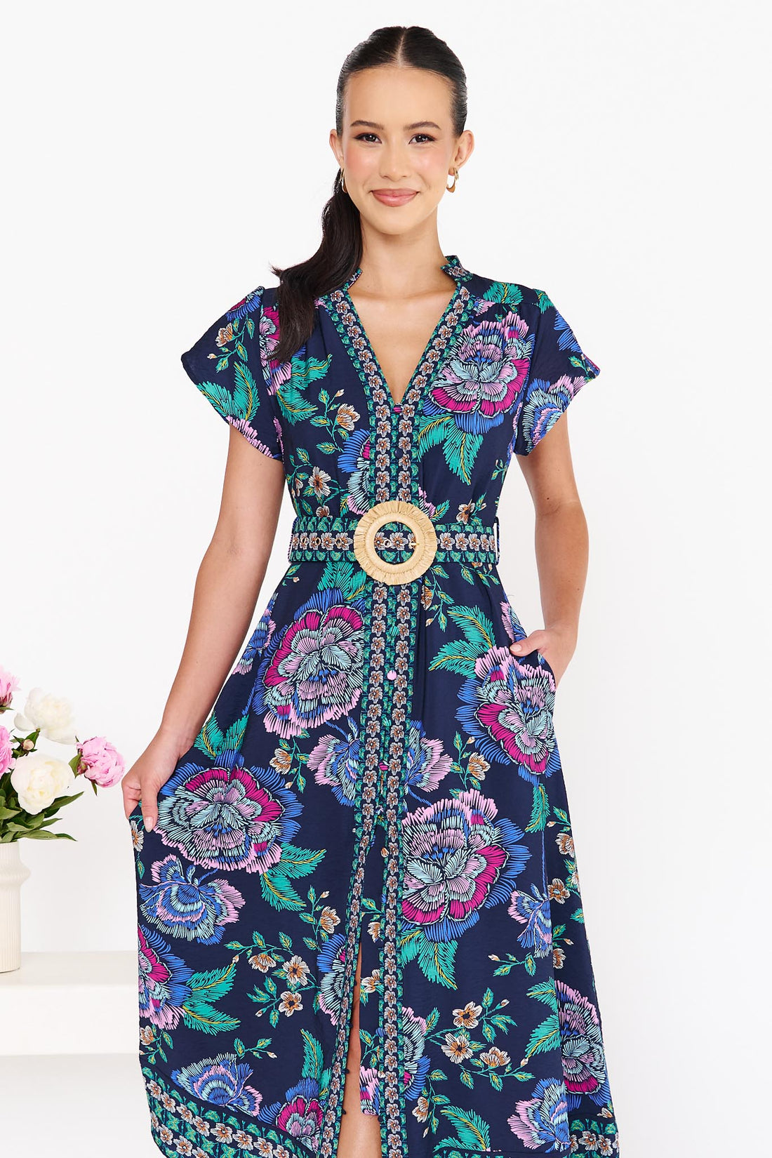 Monet Midi Dress - Navy