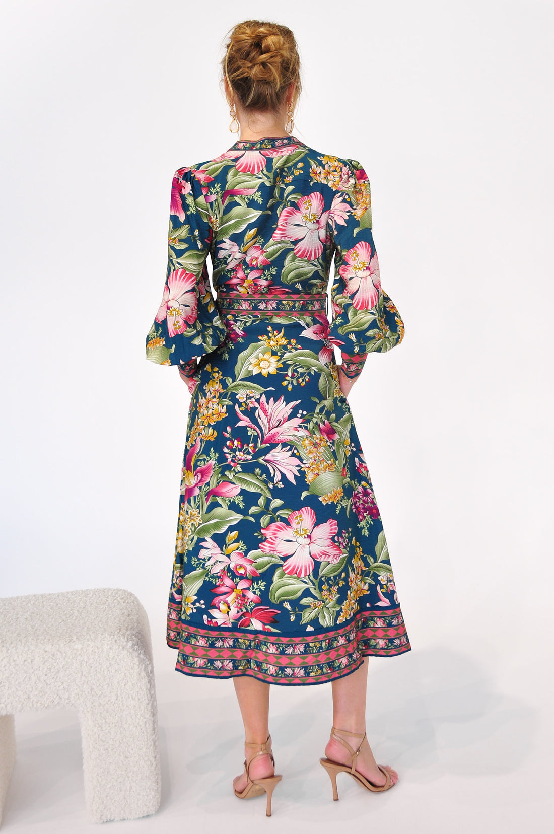 Monet Long Sleeve Midi Dress - Teal