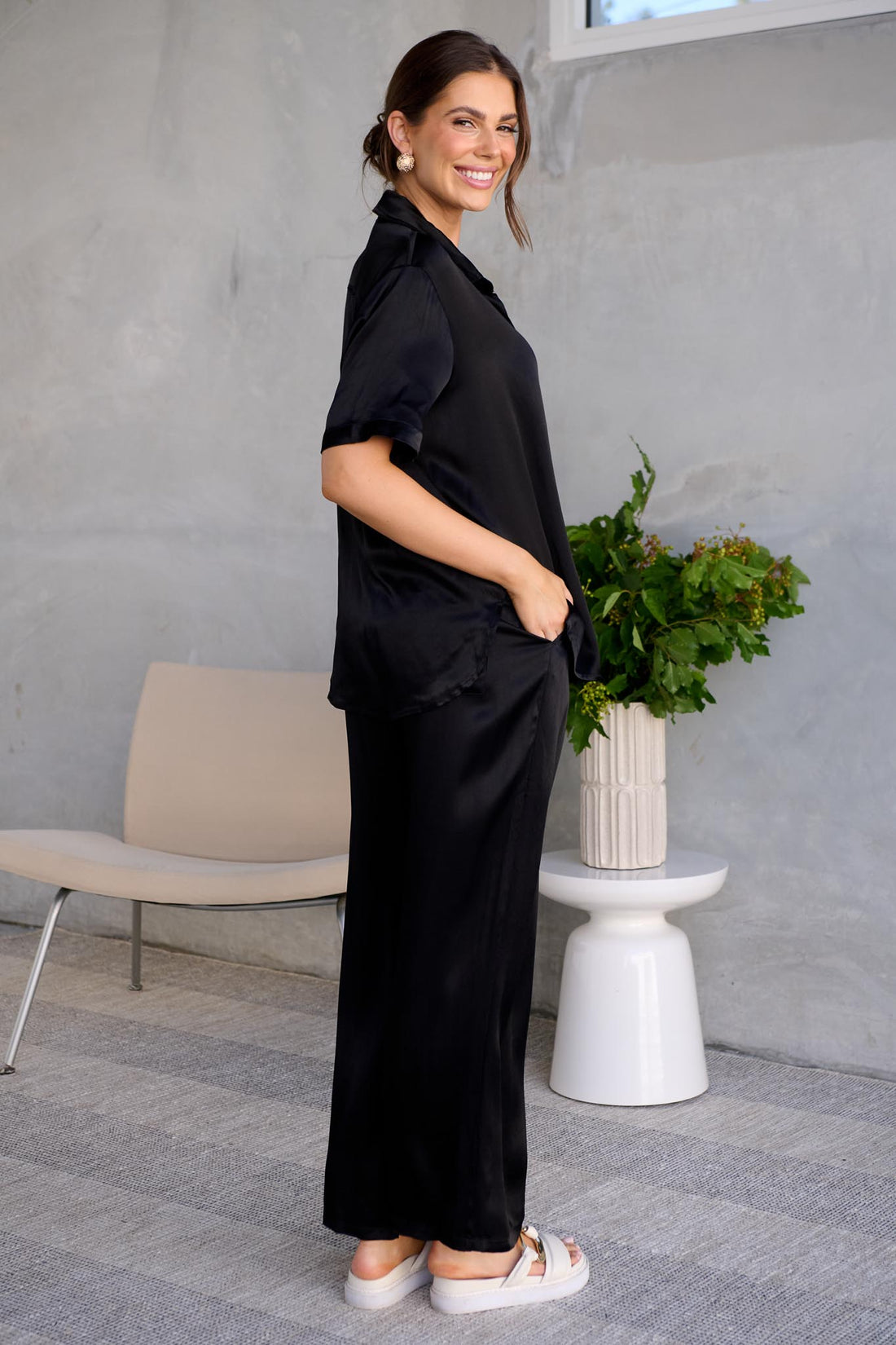 Nancy Satin Shirt - Black