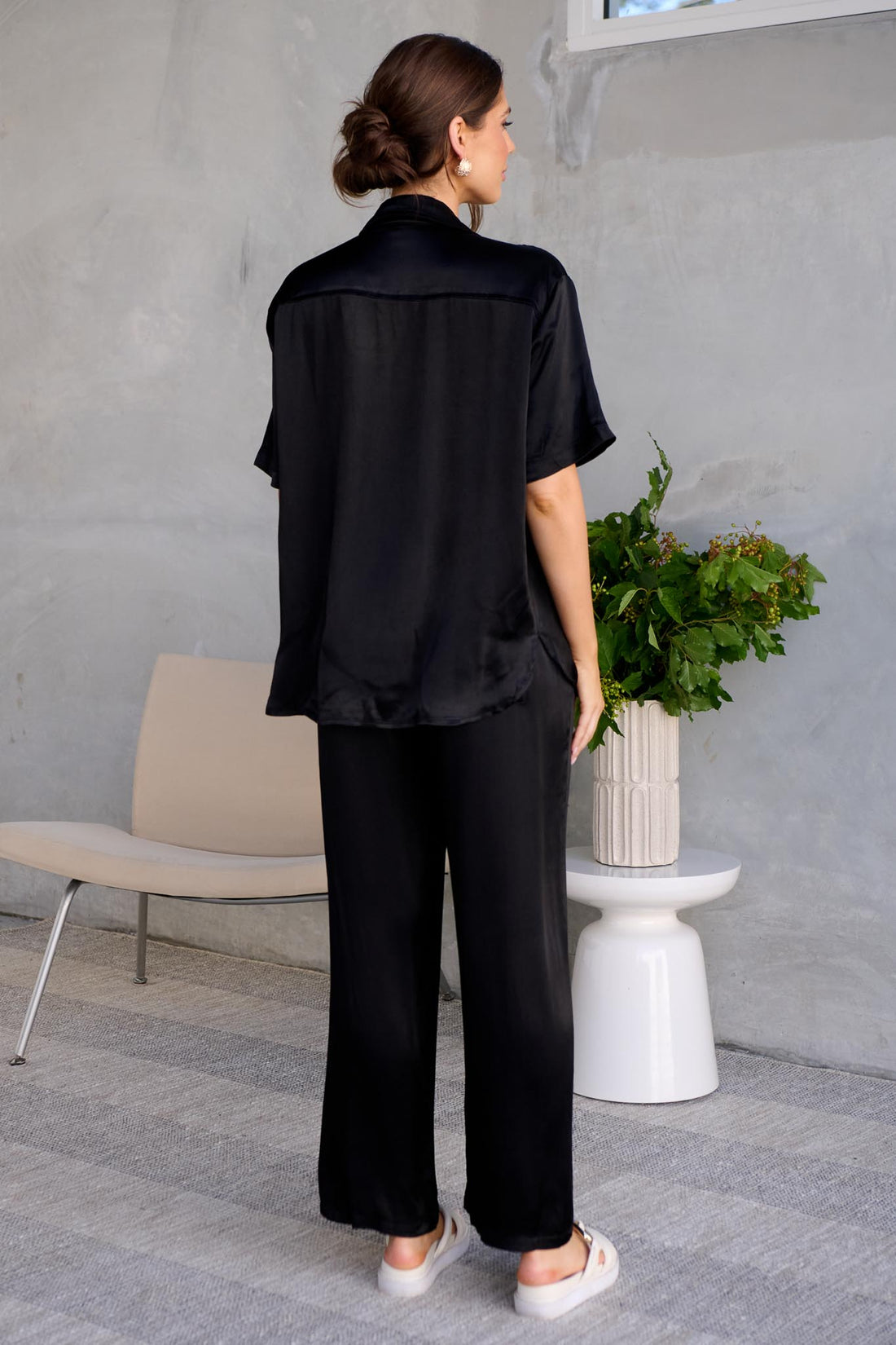 Nancy Satin Shirt - Black