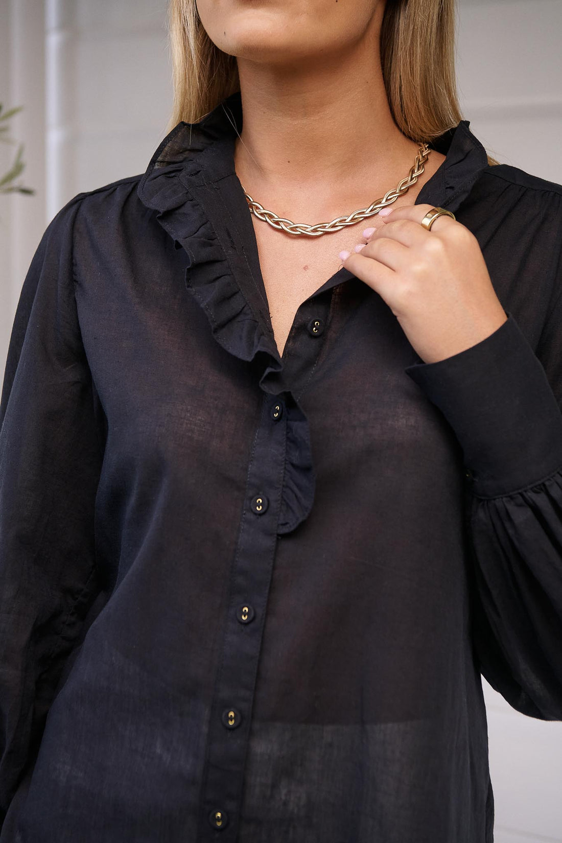 Nia Voile Shirt - Black - SALE