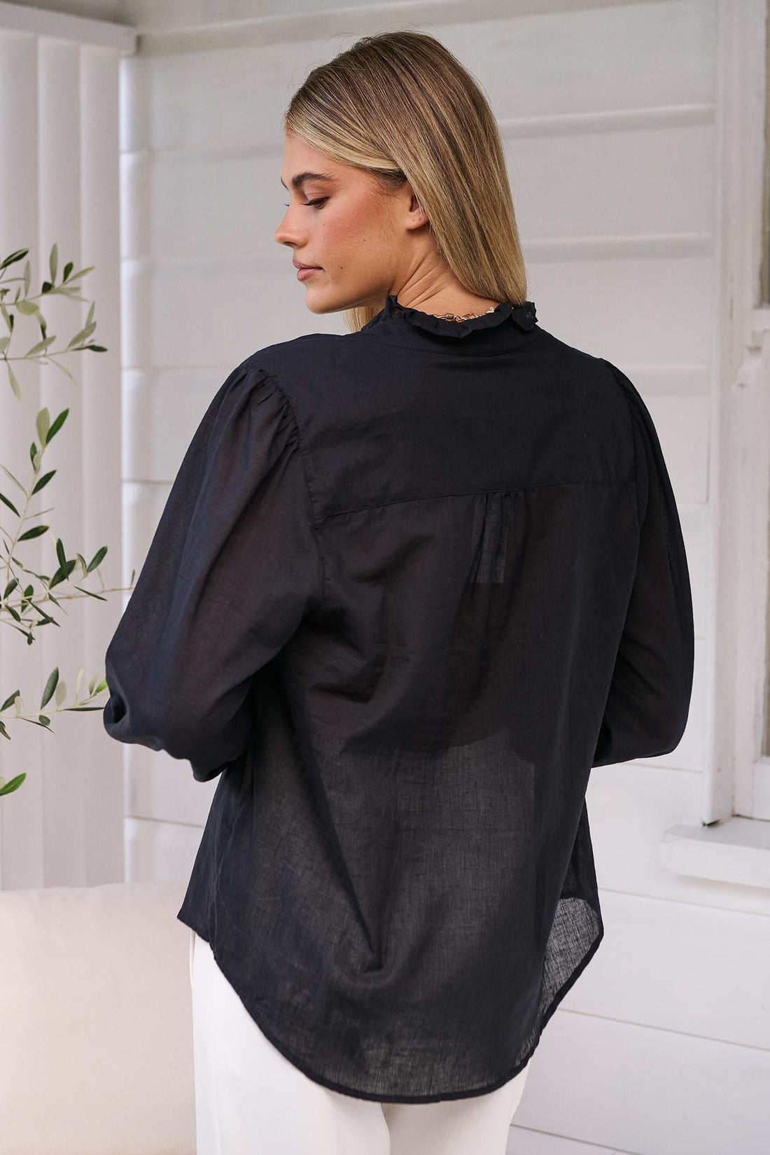 Nia Voile Shirt - Black - SALE