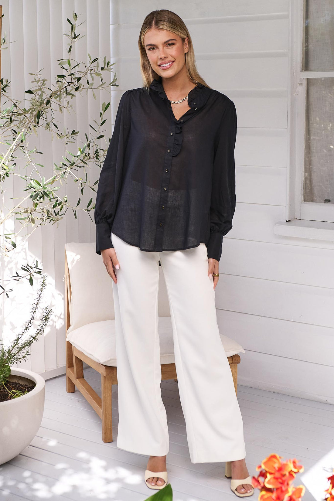 Nia Voile Shirt - Black - SALE