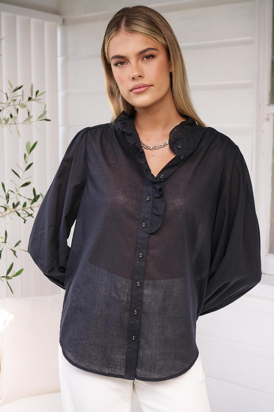 Nia Voile Shirt - Black - SALE