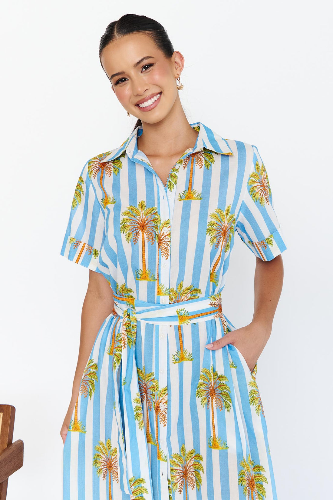 Noosa Dress - Blue Palm