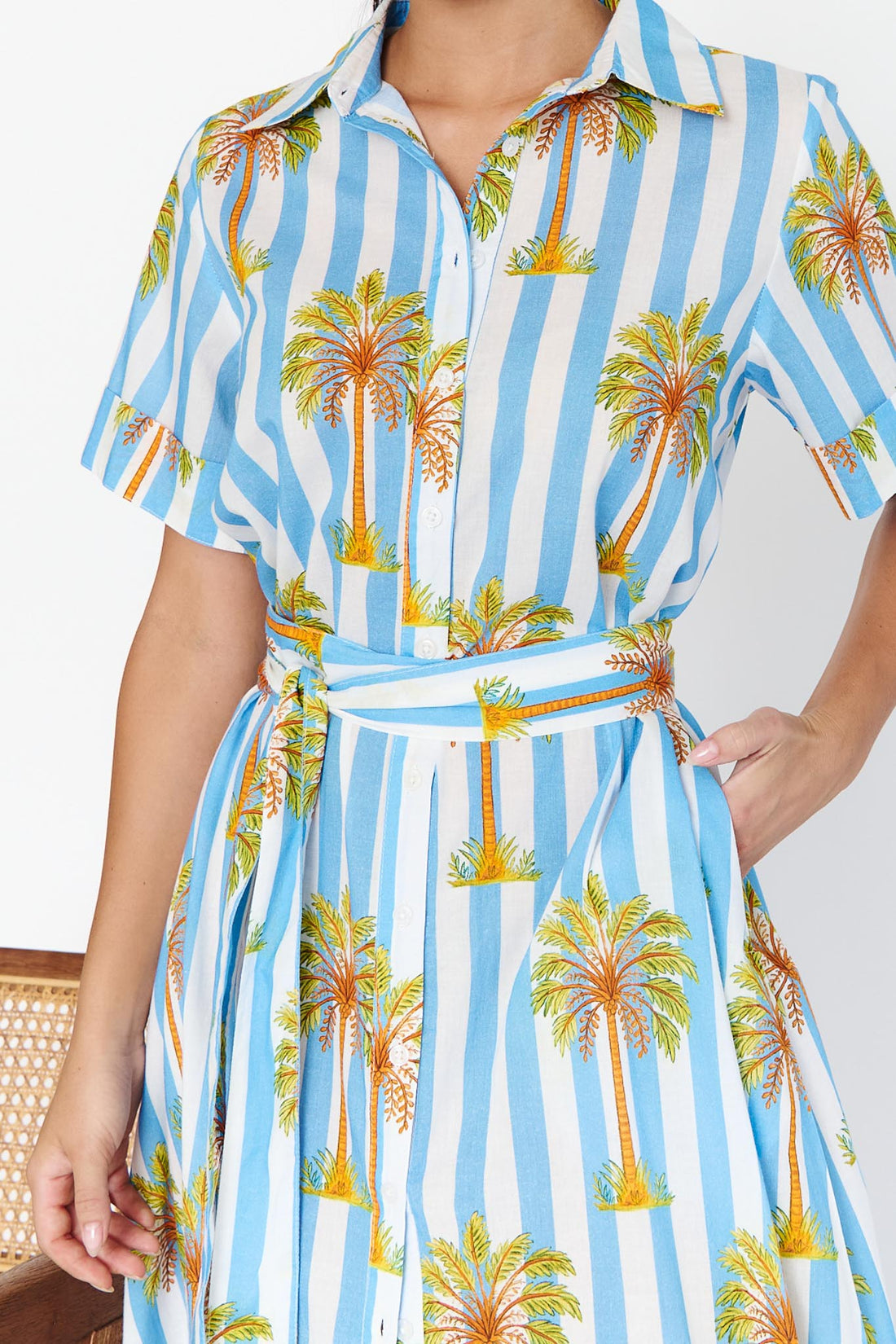 Noosa Dress - Blue Palm