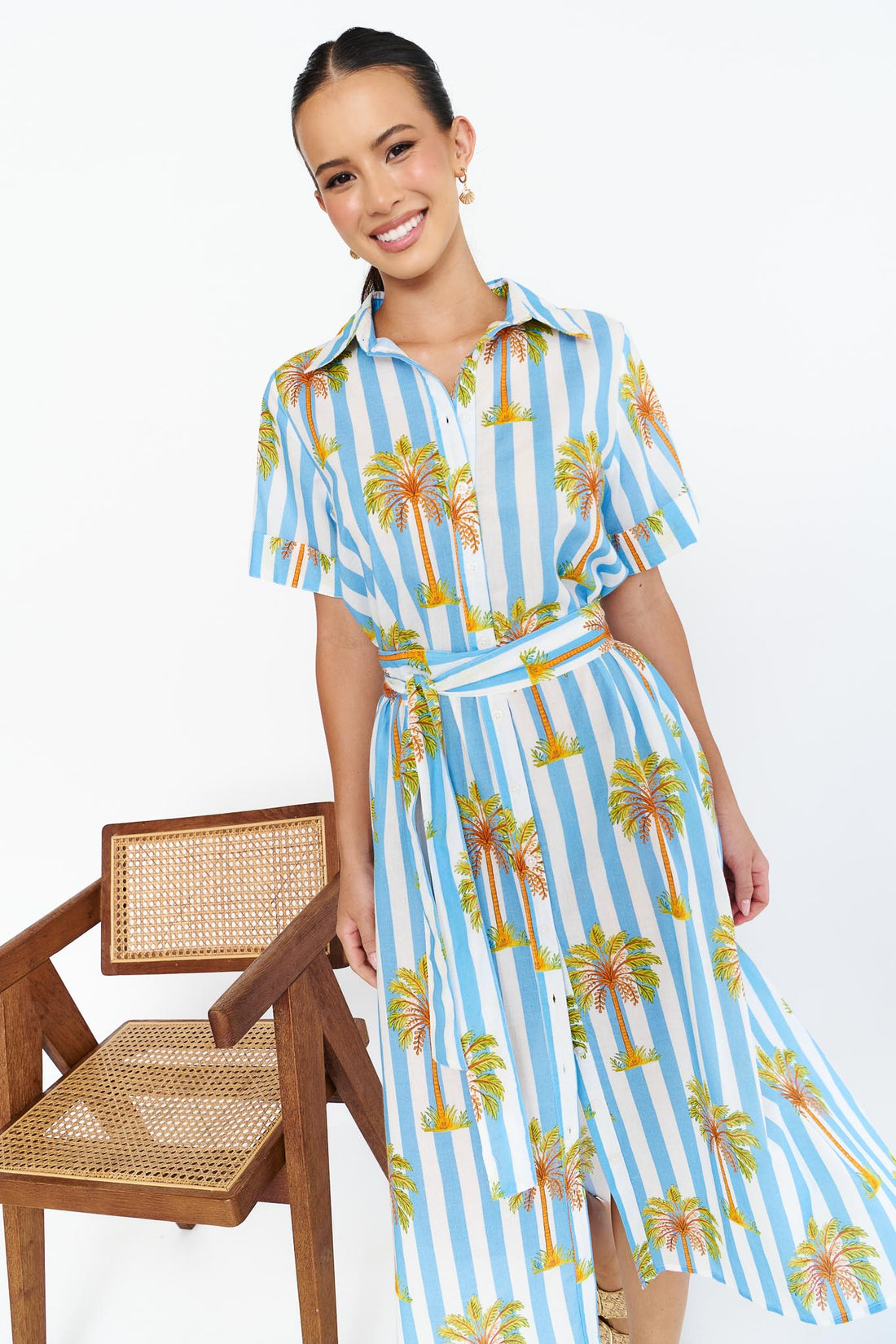 Noosa Dress - Blue Palm